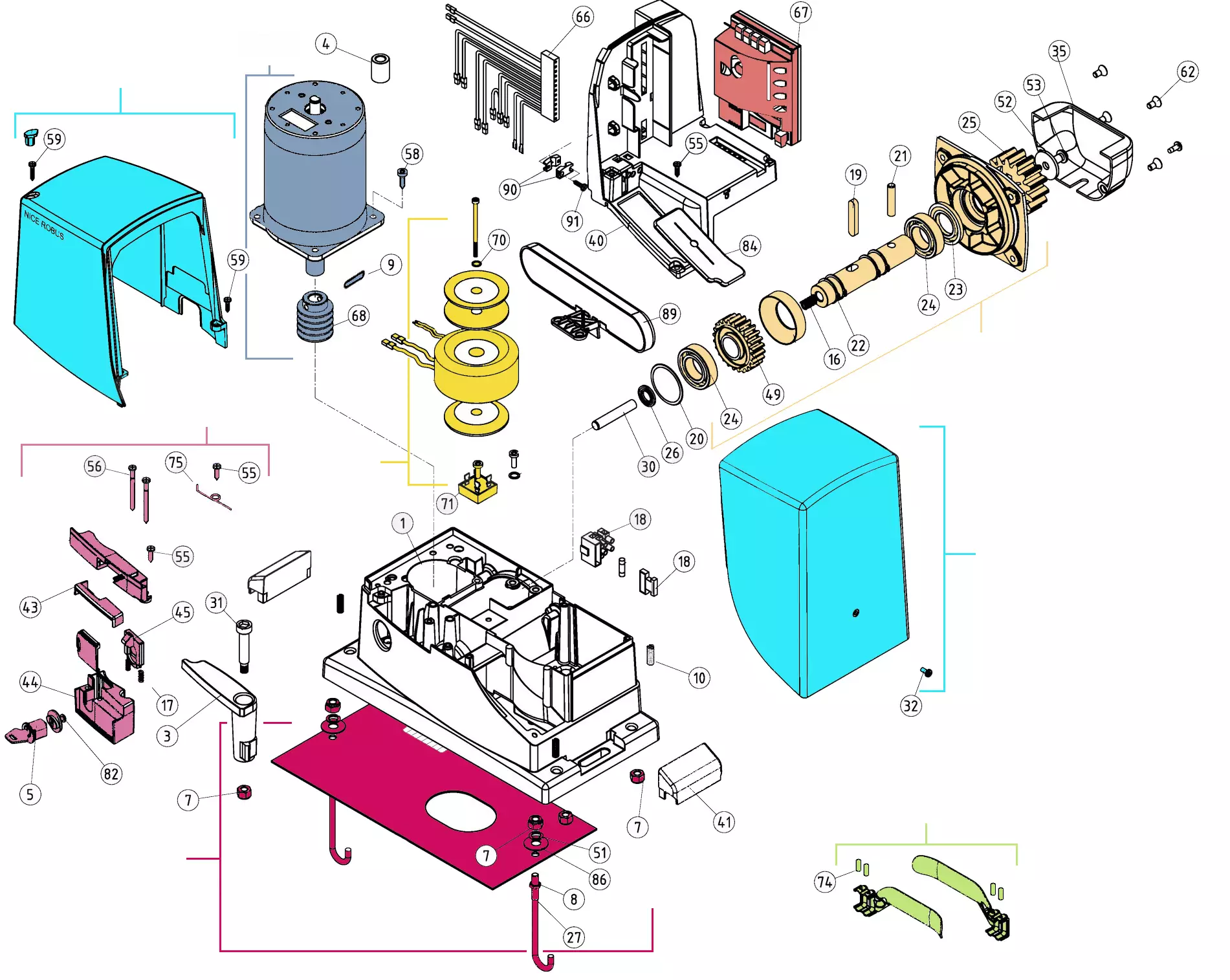 Сервисные запчасти, схема проезда Nice Nice Robus 1000P (RB1000P)