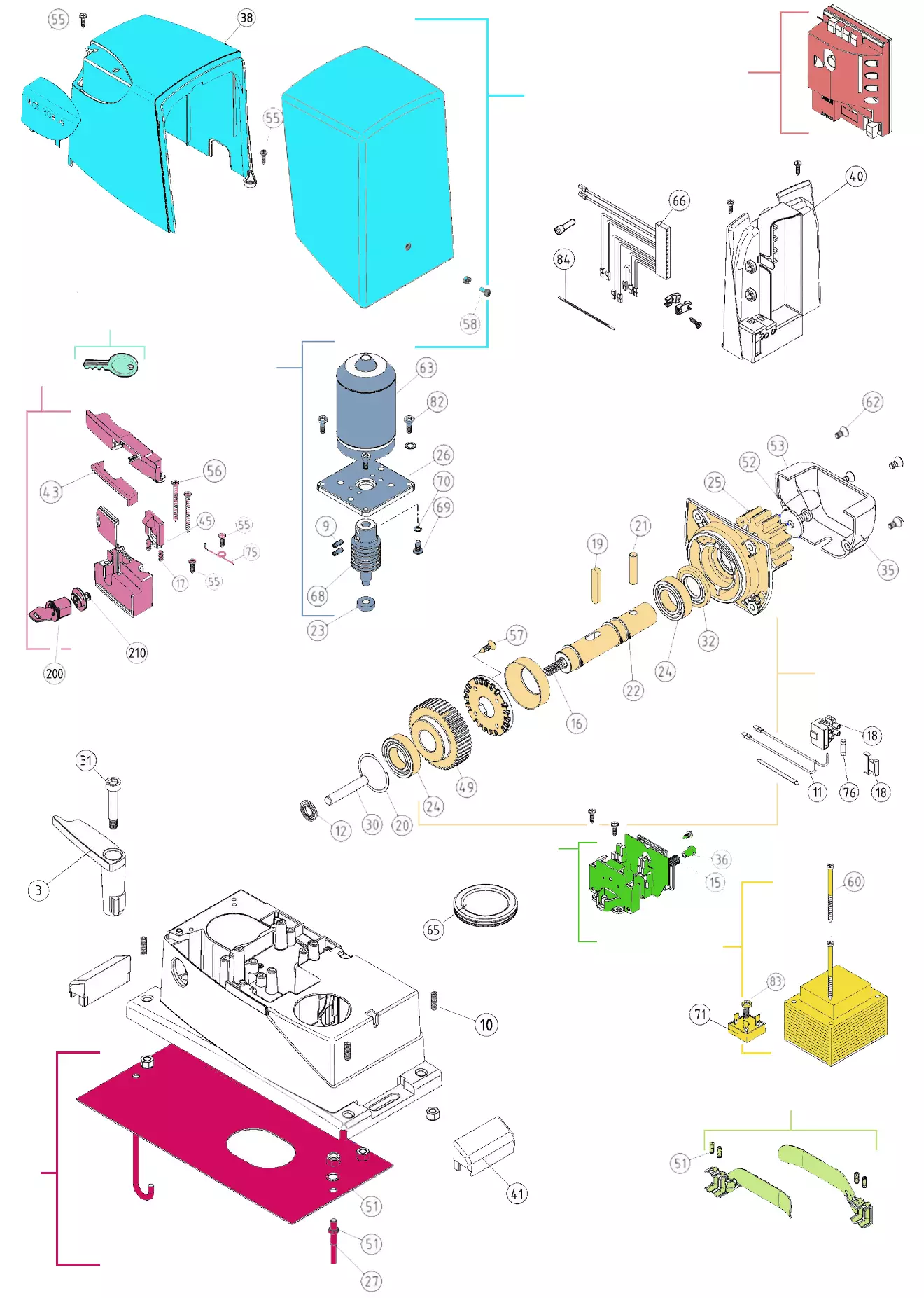 Сервисные запчасти, схема проезда Nice Nice Robus 400 R10