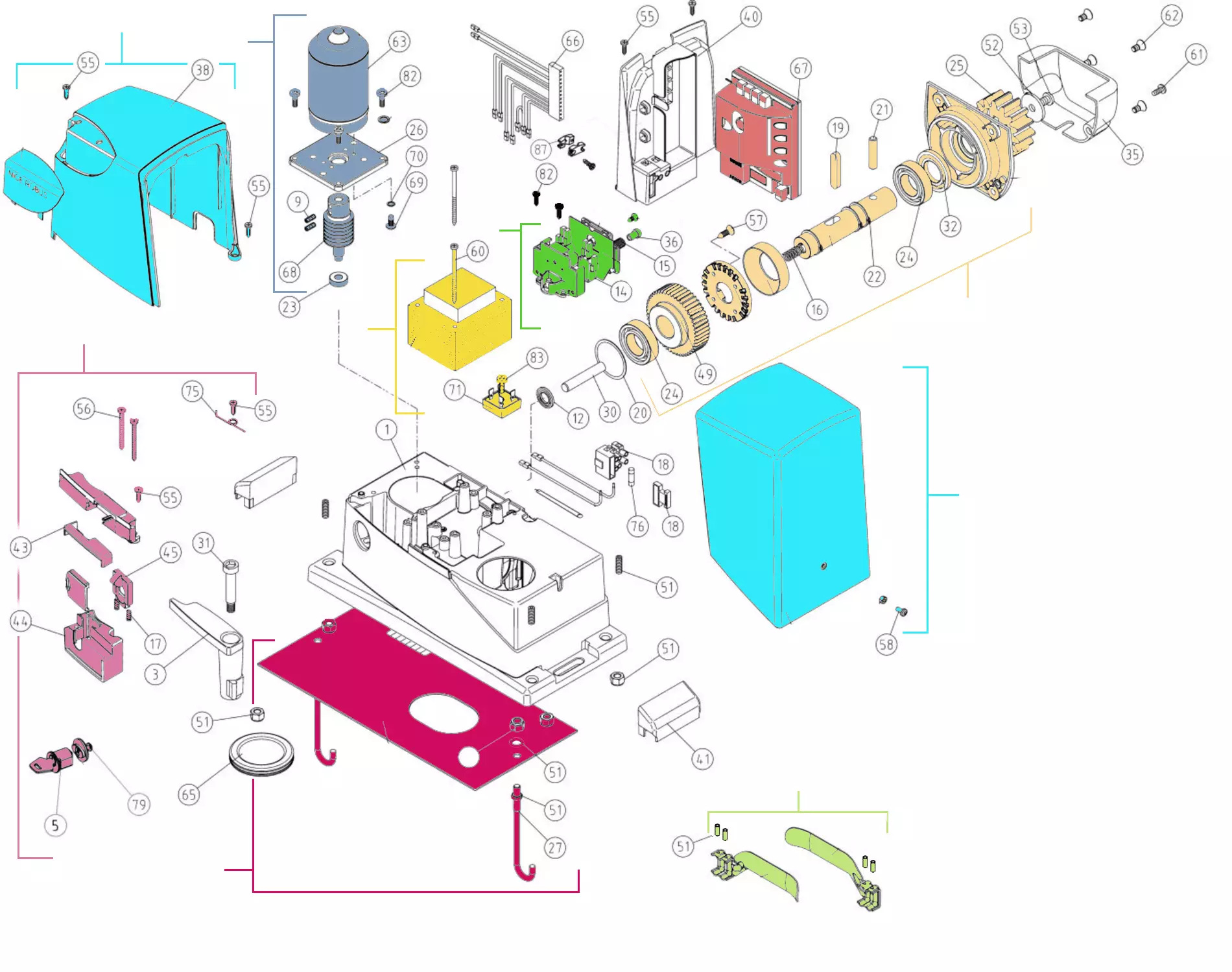Сервисные запчасти, схема проезда Nice Nice Robus 400 (RB400)