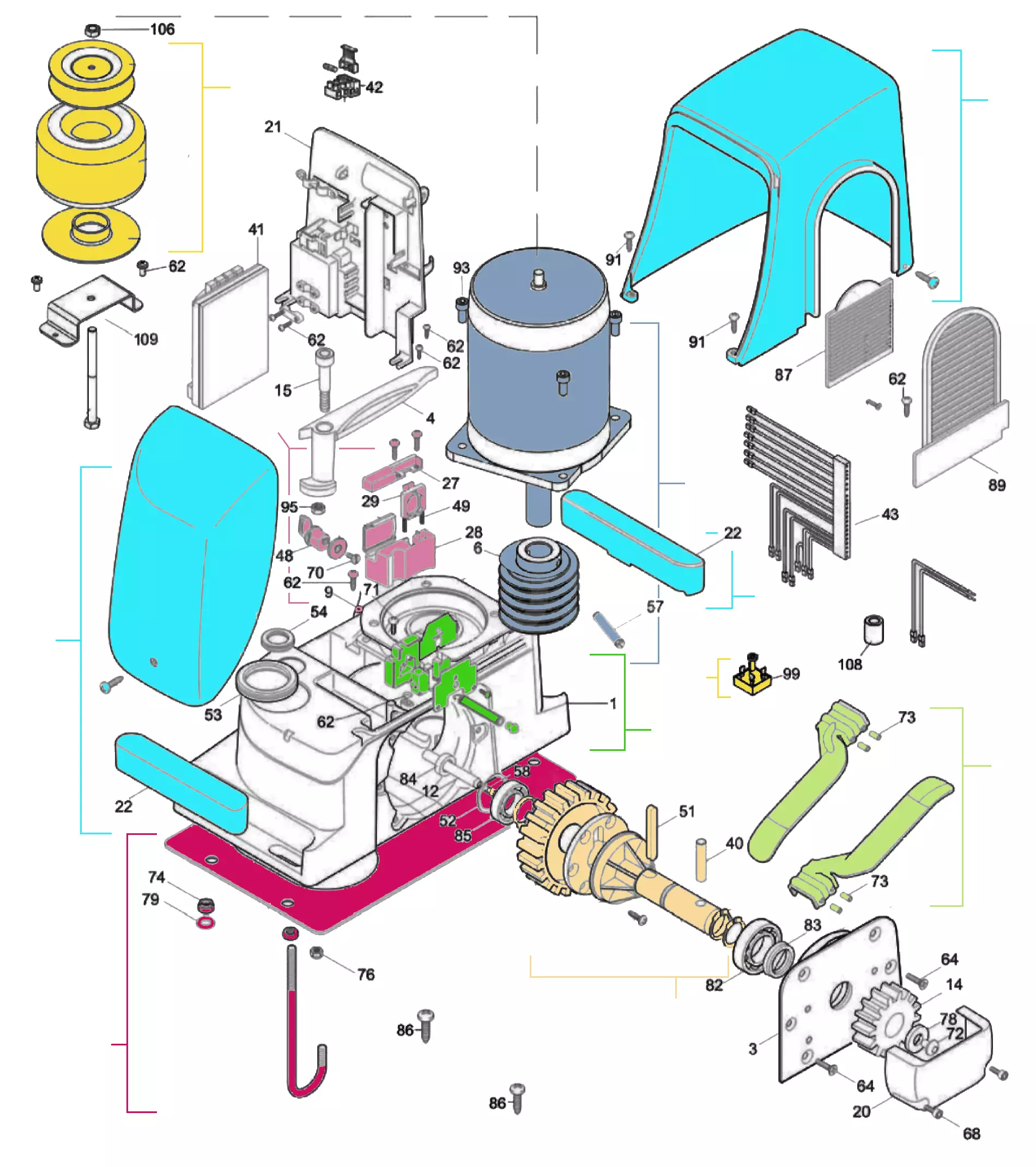 Сервисные запчасти, схема проезда Nice Nice Run 1500 (RUN1500)