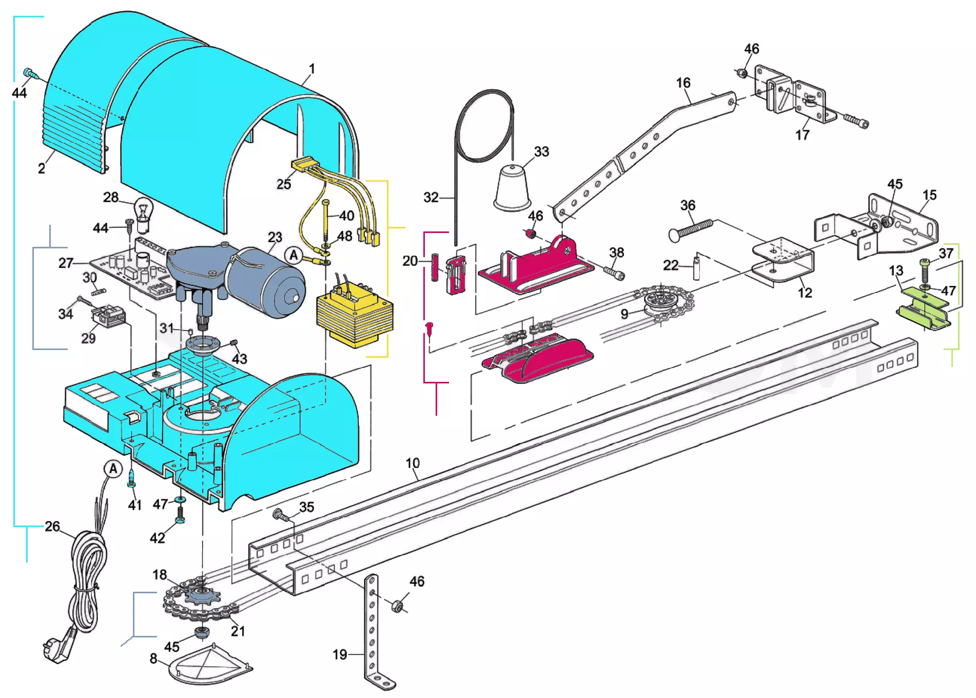 Сервисные запчасти, схема проезда Nice Nice Shel 50 (SHEL50KCE)