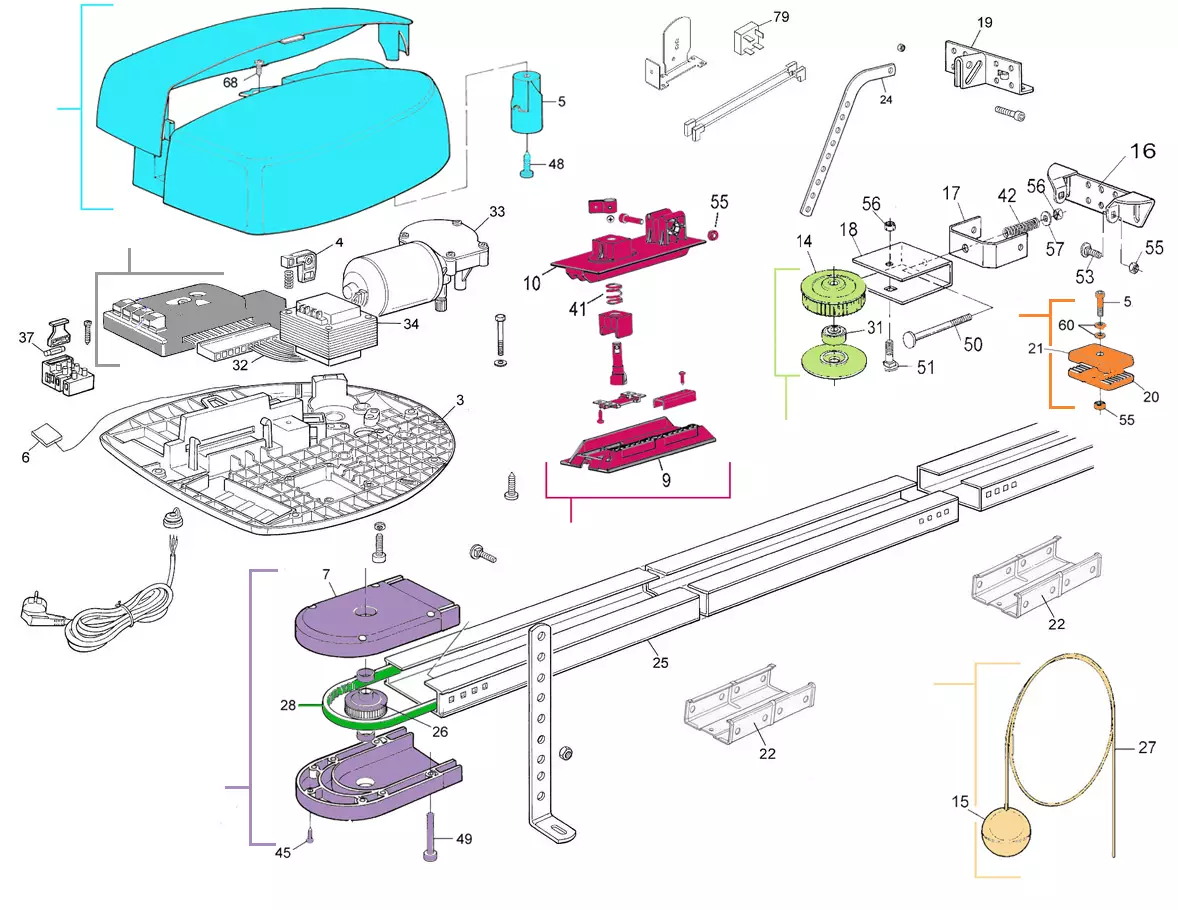 Сервисные запчасти, схема проезда Nice Nice Spin 20 R10