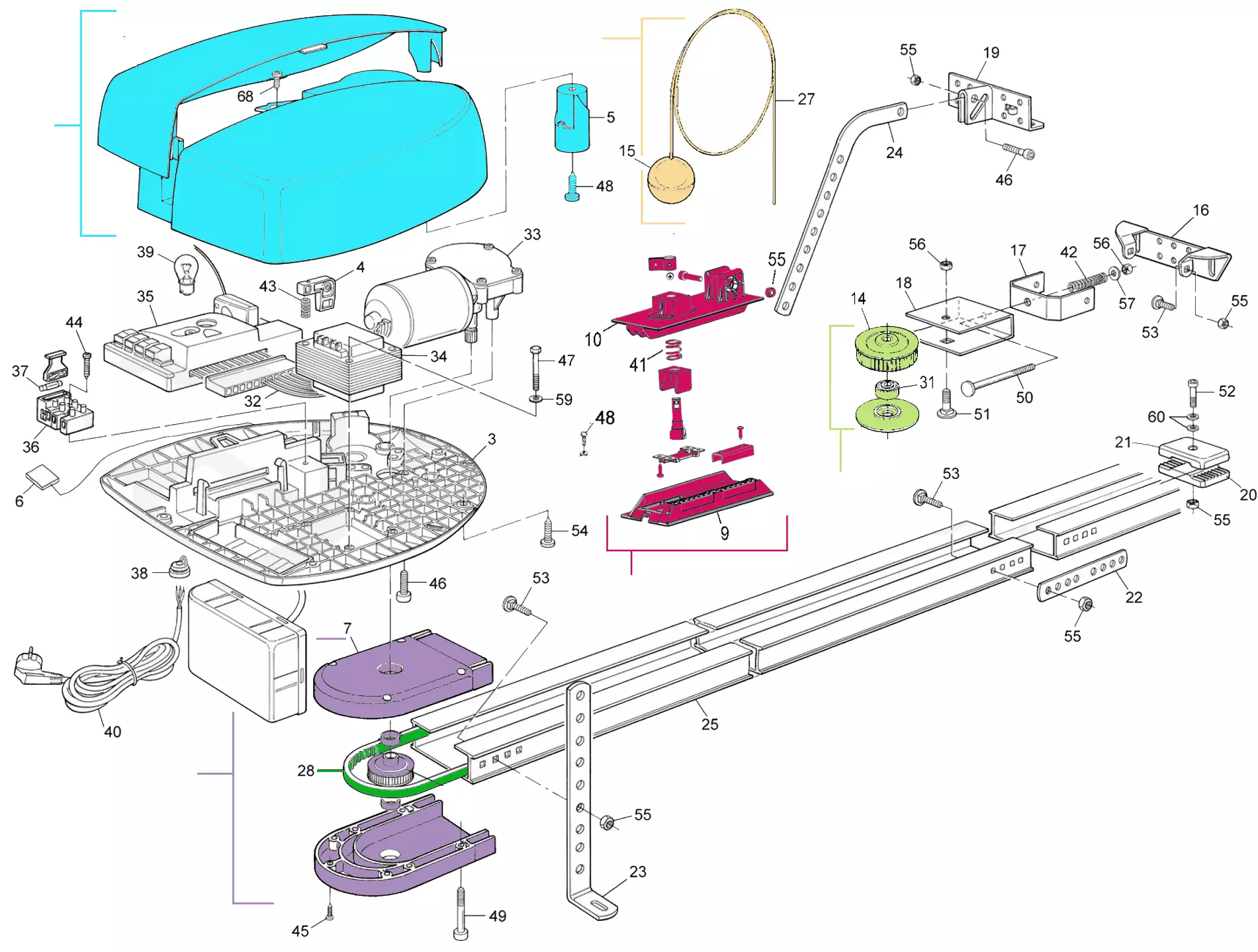 Сервисные запчасти, схема проезда Nice Nice Spin 20 (SPIN20)