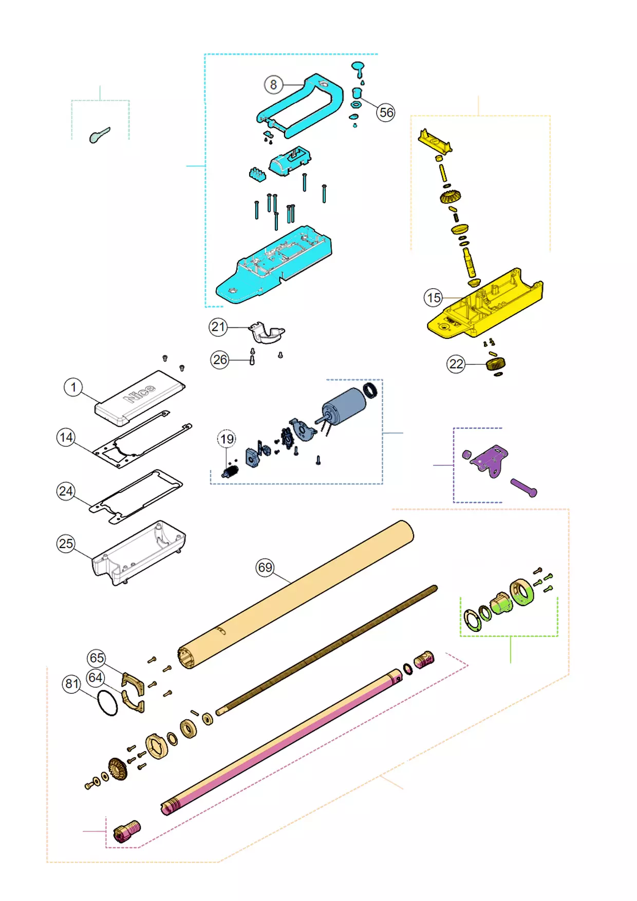 Сервисные запчасти, схема проезда Nice Nice Titan 3724HS (TTN3724HS)