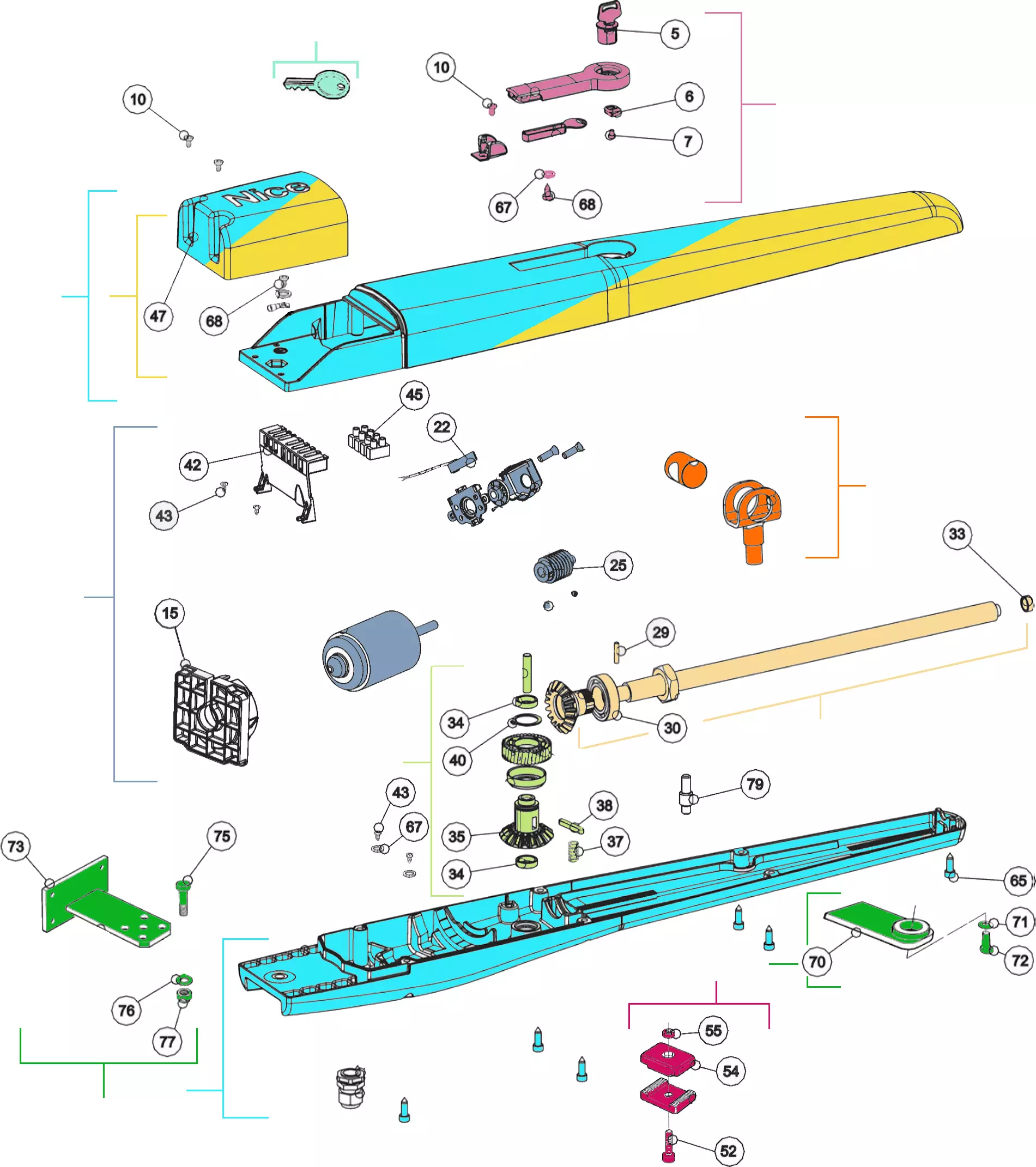 Сервисные запчасти, схема проезда Nice Nice Toona 4024 (TO4024)