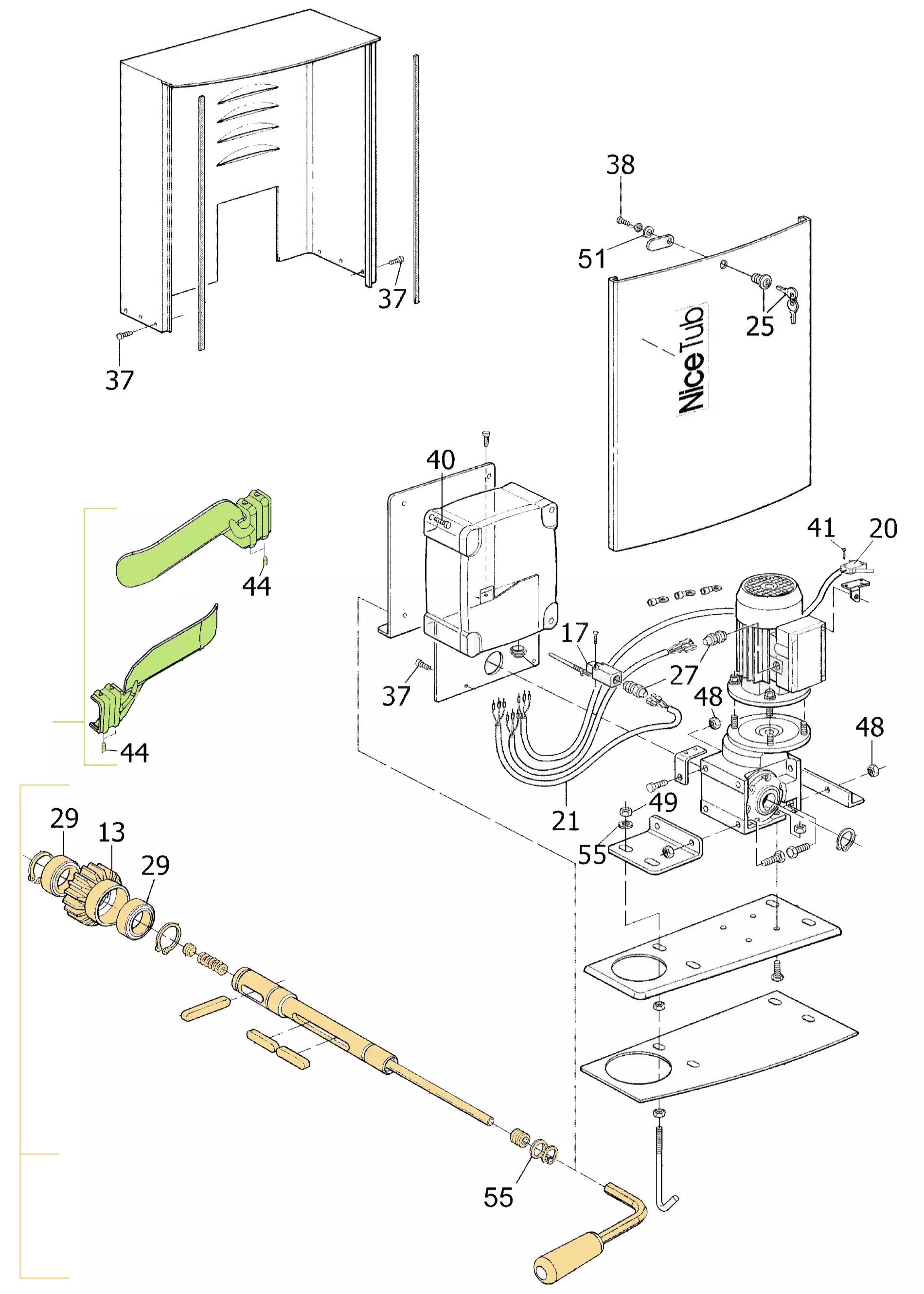 Сервисные запчасти, схема проезда Nice Nice Tub 3500