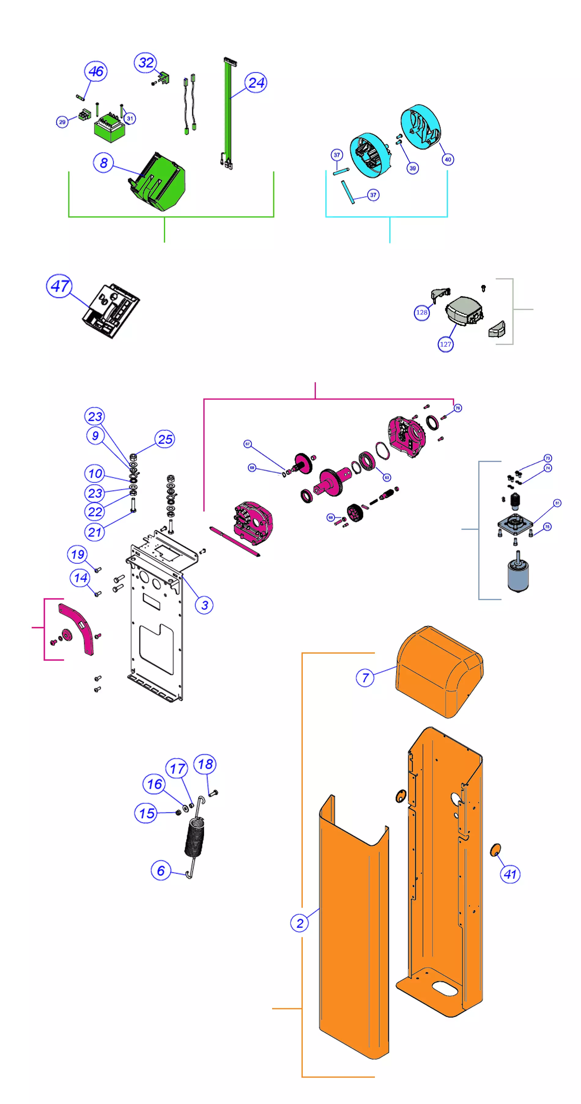 Сервисные запчасти, схема проезда Nice Nice XBar