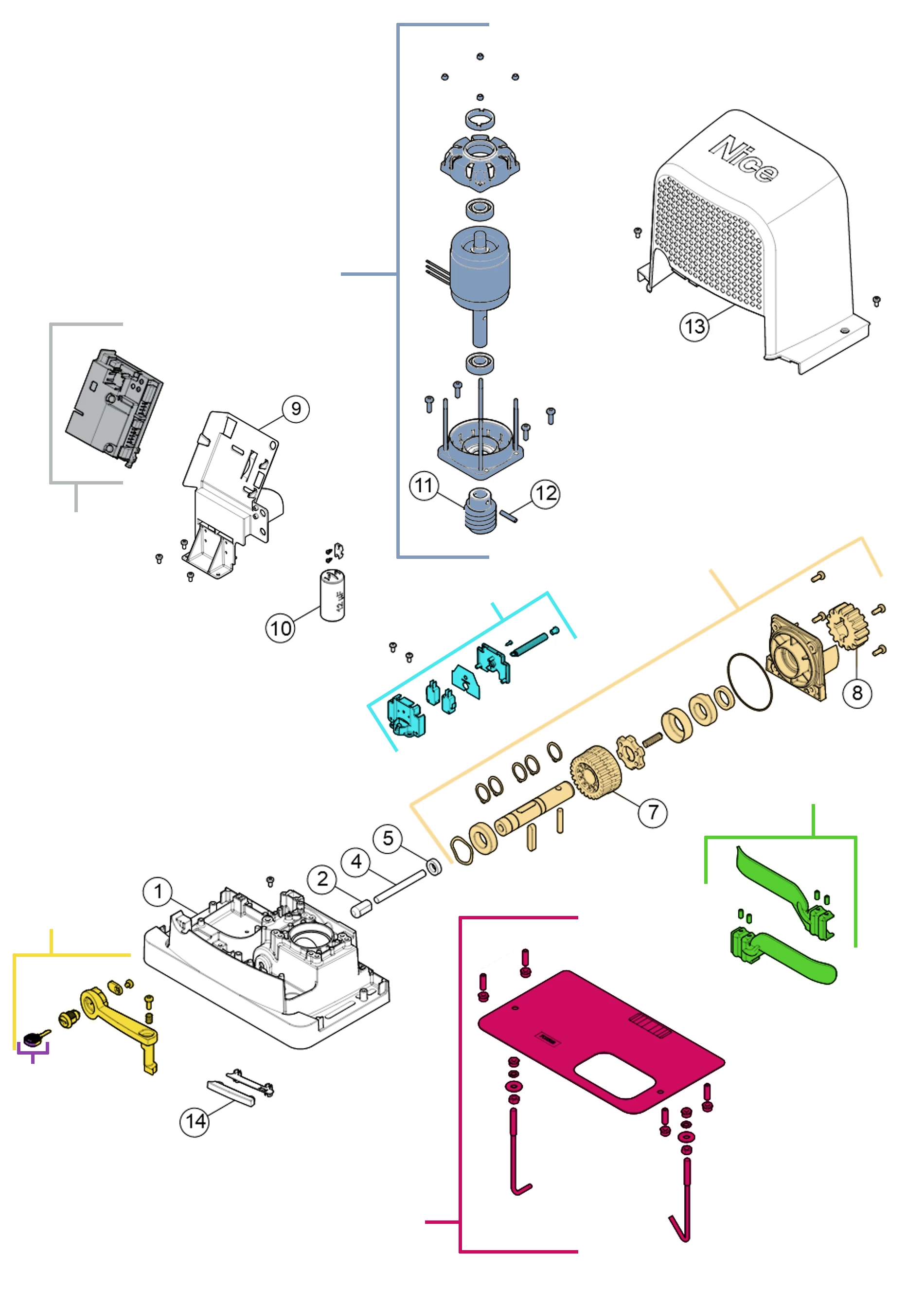 Сервисные запчасти, схема проезда Nice Robo 600 (RO600)