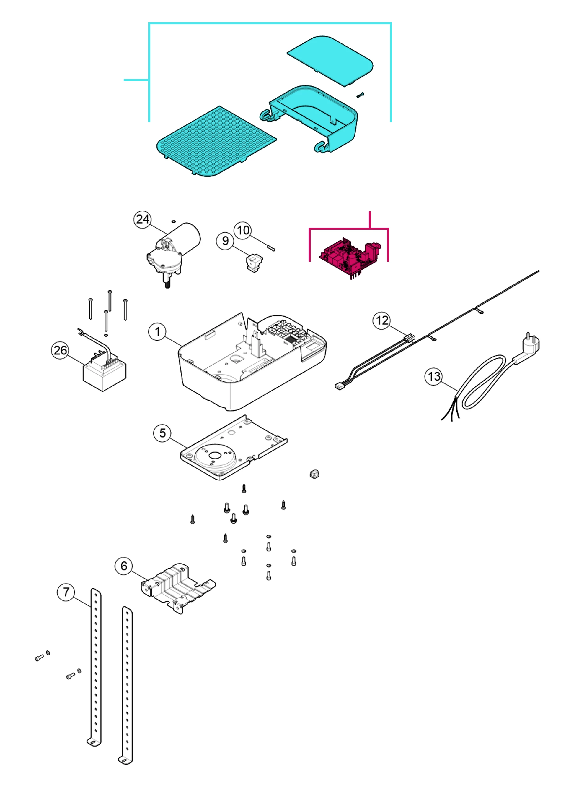 Сервисные запчасти, схема проезда Nice Spido 600 (SPO600KLT)