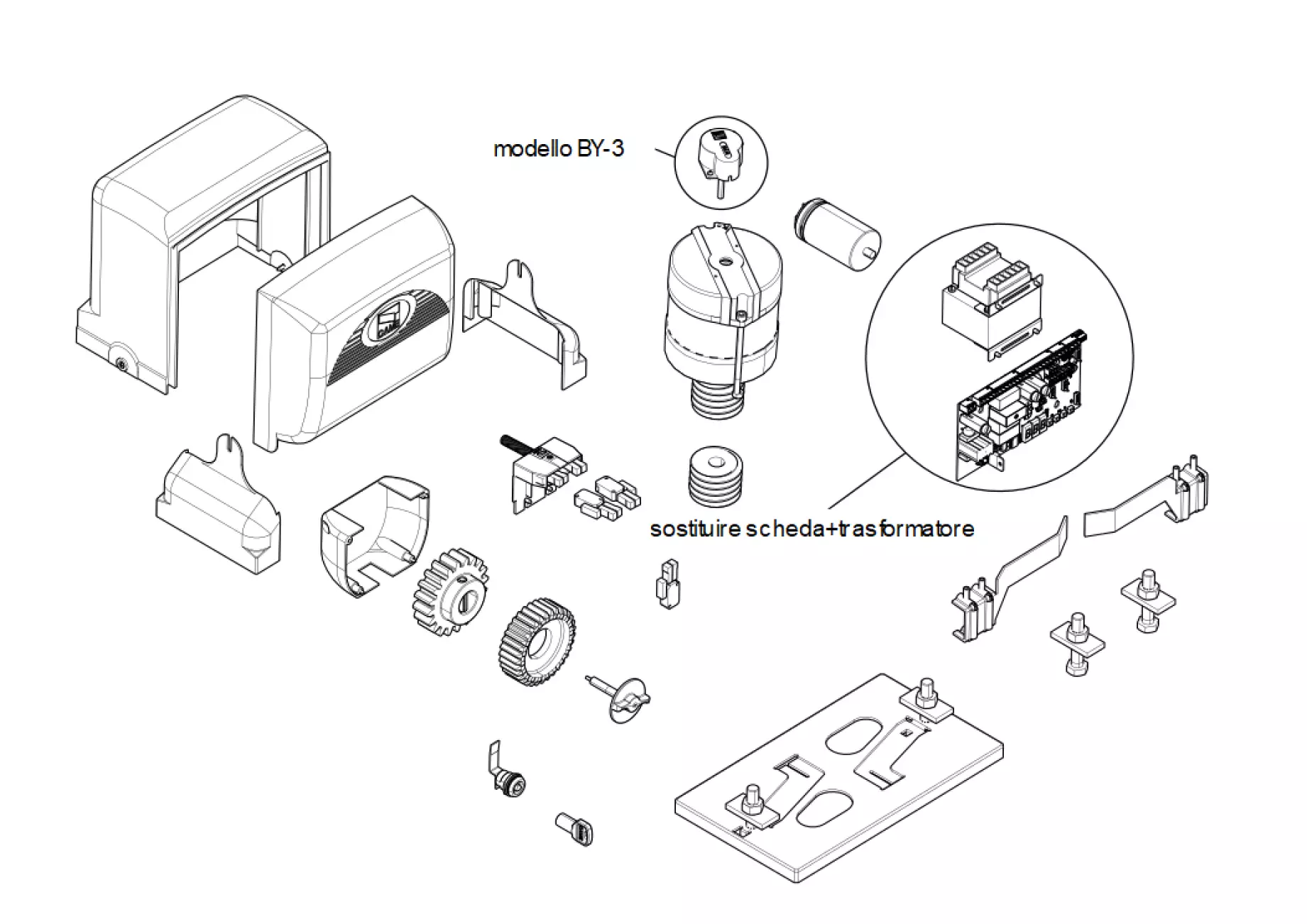 Szervizalkatrészek, vezetési séma CAME BY-2