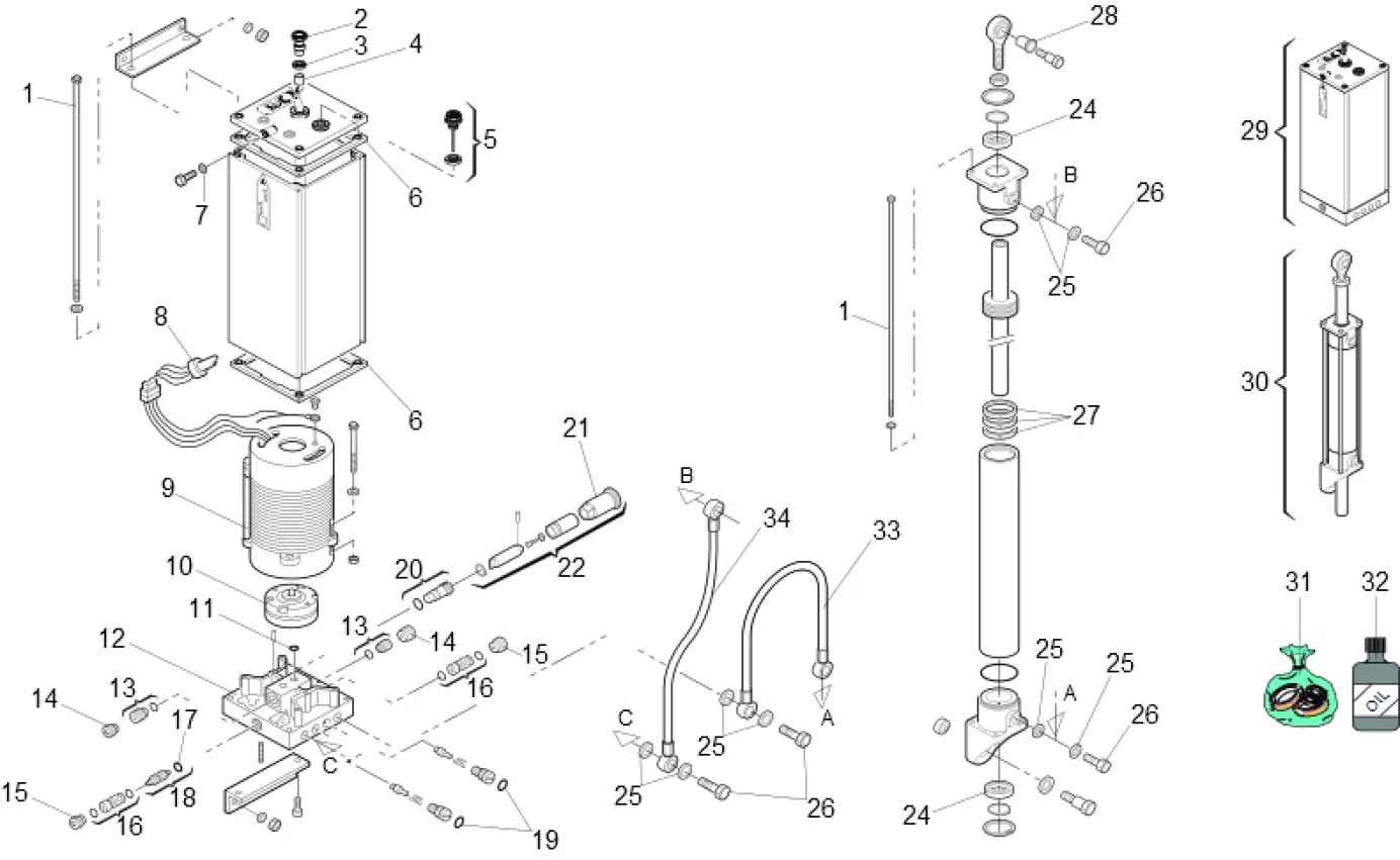 Szervizalkatrészek, vezetési séma FAAC 610 RAPID LIGHT BEAM 2