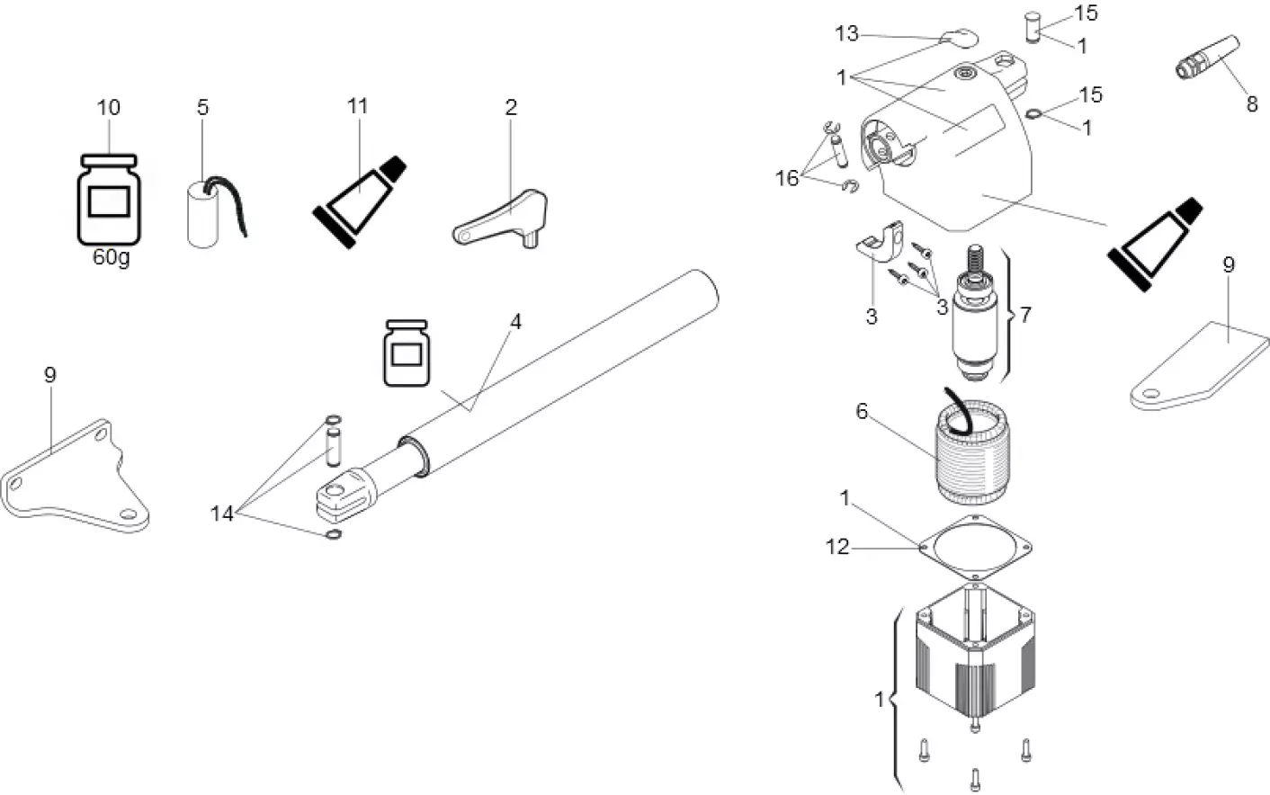 Szervizalkatrészek, vezetési séma FAAC Faac 414 P DX jobbra