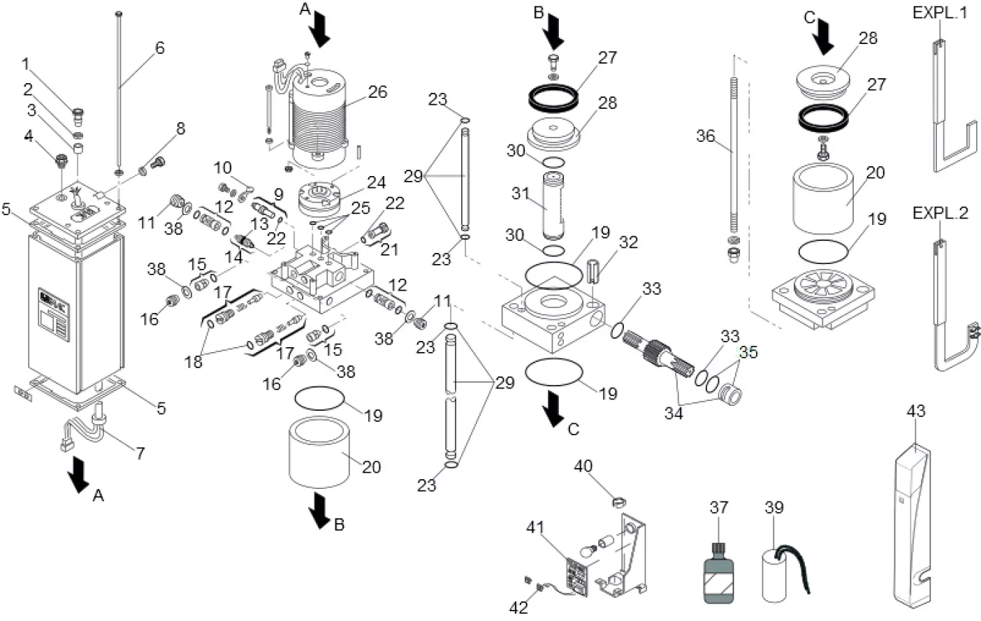 Szervizalkatrészek, vezetési séma FAAC Faac 595 I