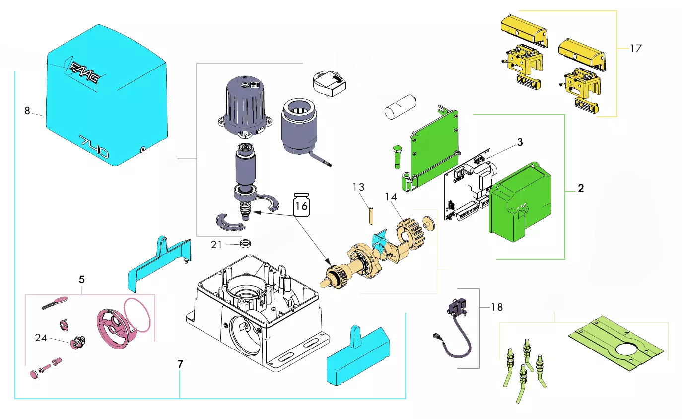 Szervizalkatrészek, vezetési séma FAAC Faac 740 230V