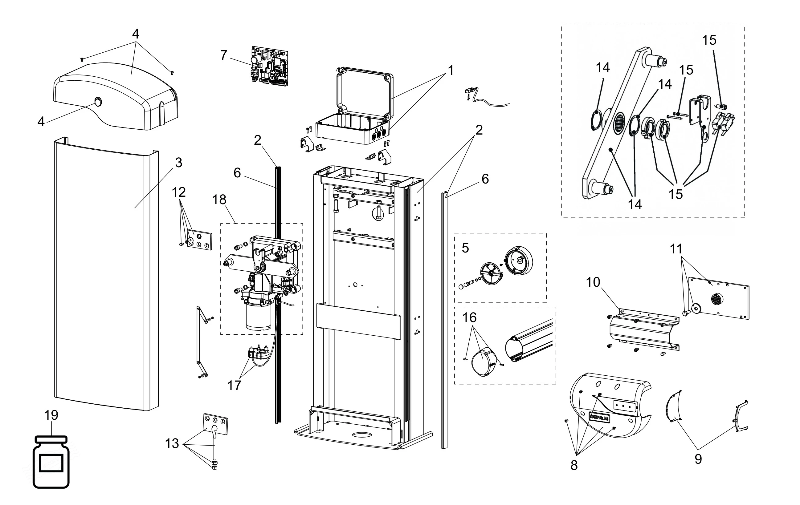 Szervizalkatrészek, vezetési séma Genius RAINBOW  724 C