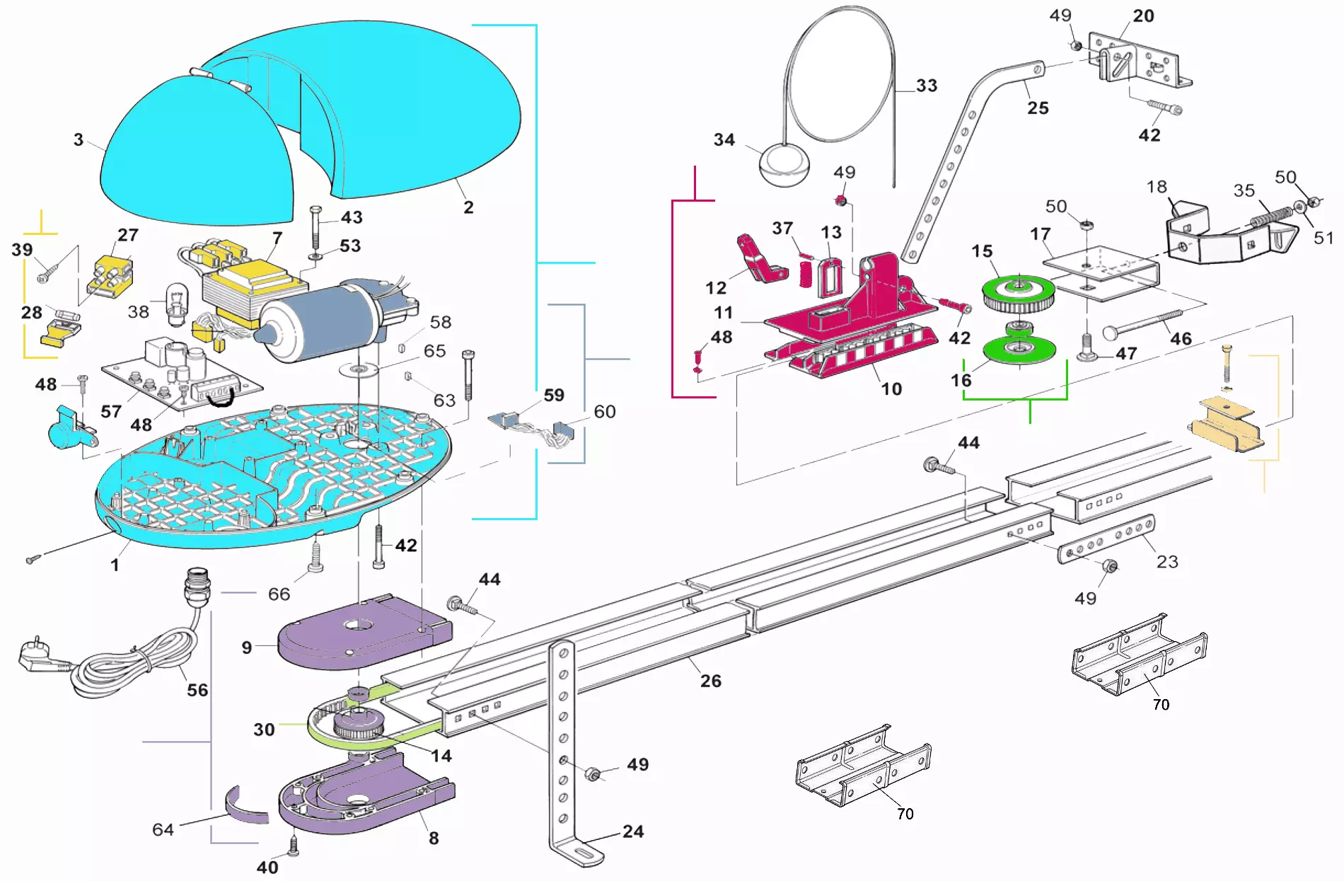 Szervizalkatrészek, vezetési séma Mhouse Mhouse GD0 / GD0N