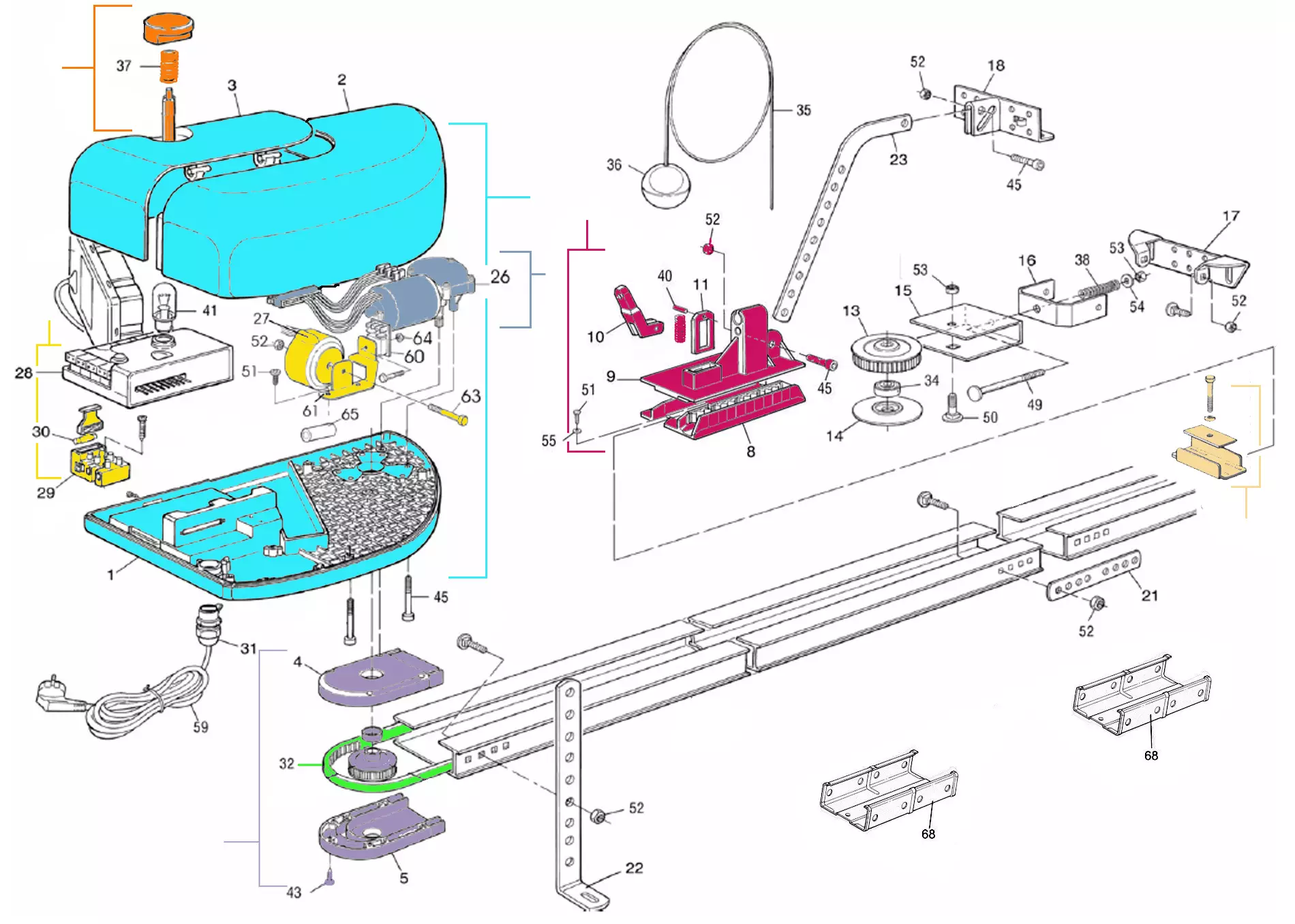 Szervizalkatrészek, vezetési séma Mhouse Mhouse GD10 / GD10N