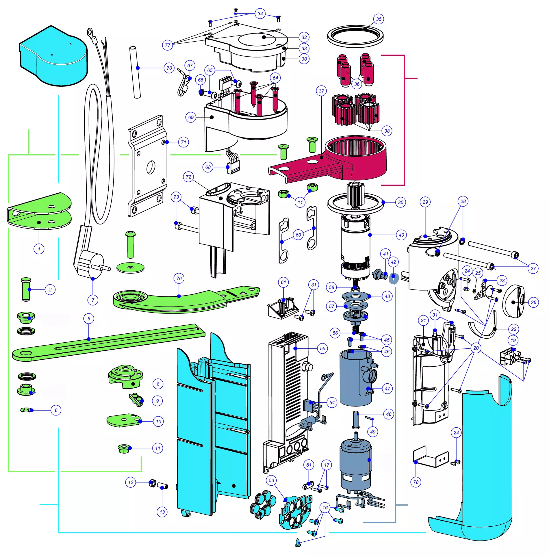 Szervizalkatrészek, vezetési séma Mhouse Mhouse WT