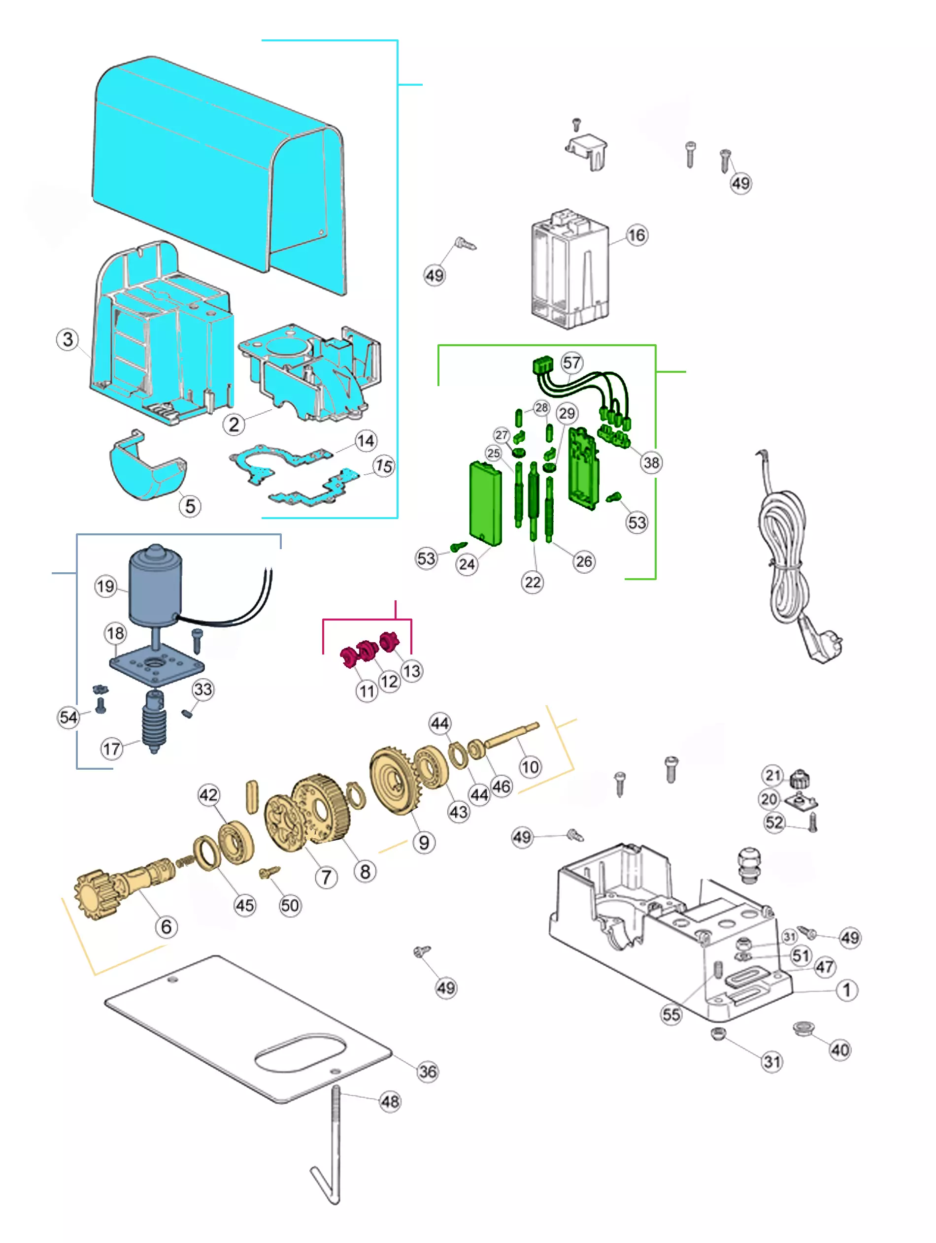 Szervizalkatrészek, vezetési séma Moovo Moovo LN432