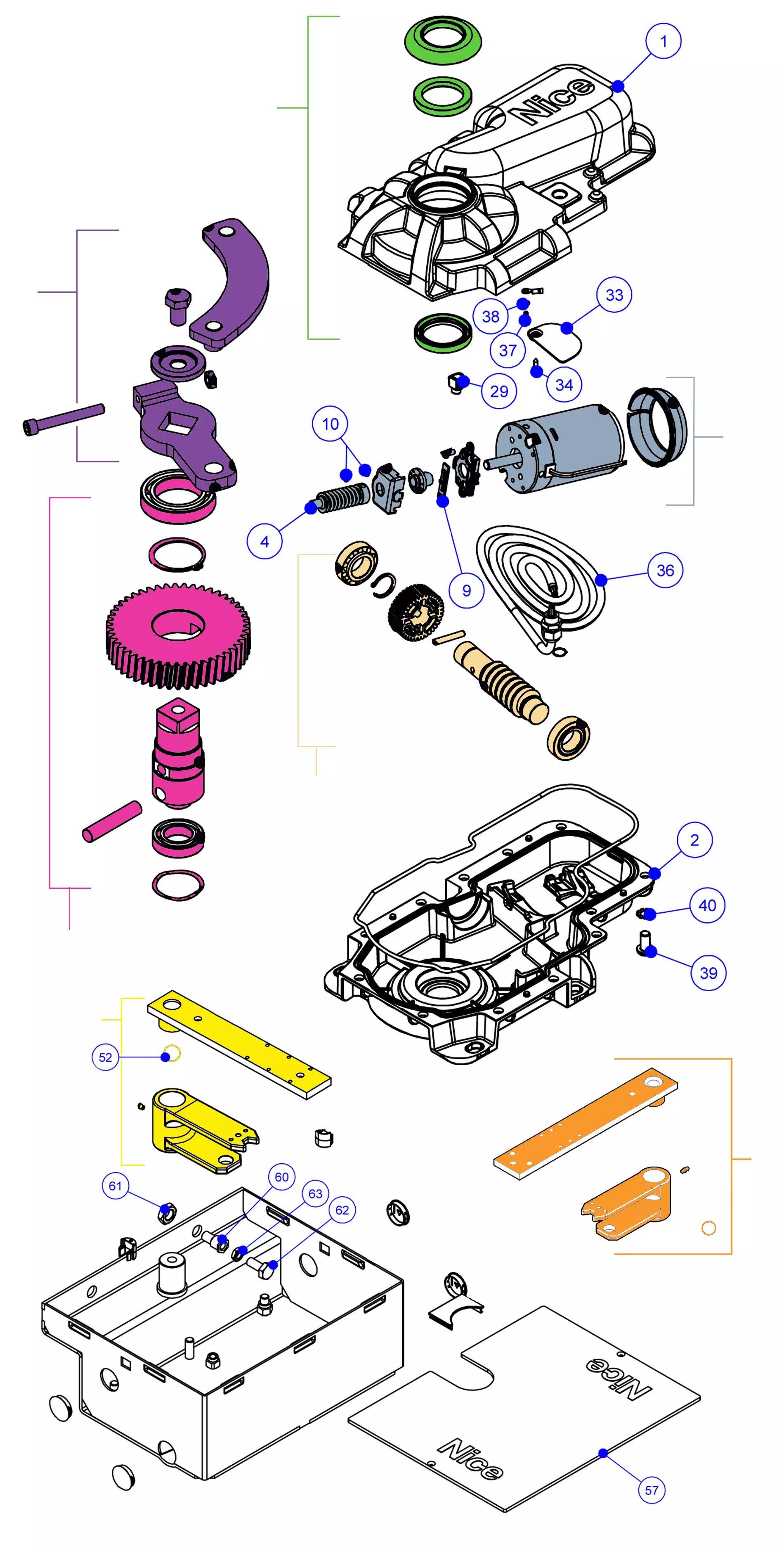 Szervizalkatrészek, vezetési séma Nice Nice Big-Fab (BM5024)