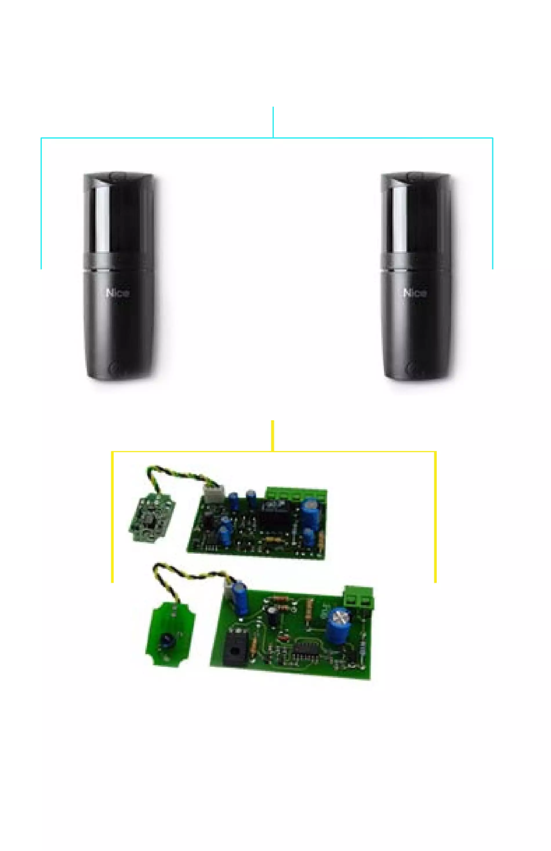 Szervizalkatrészek, vezetési séma Nice Nice F210B fotocella