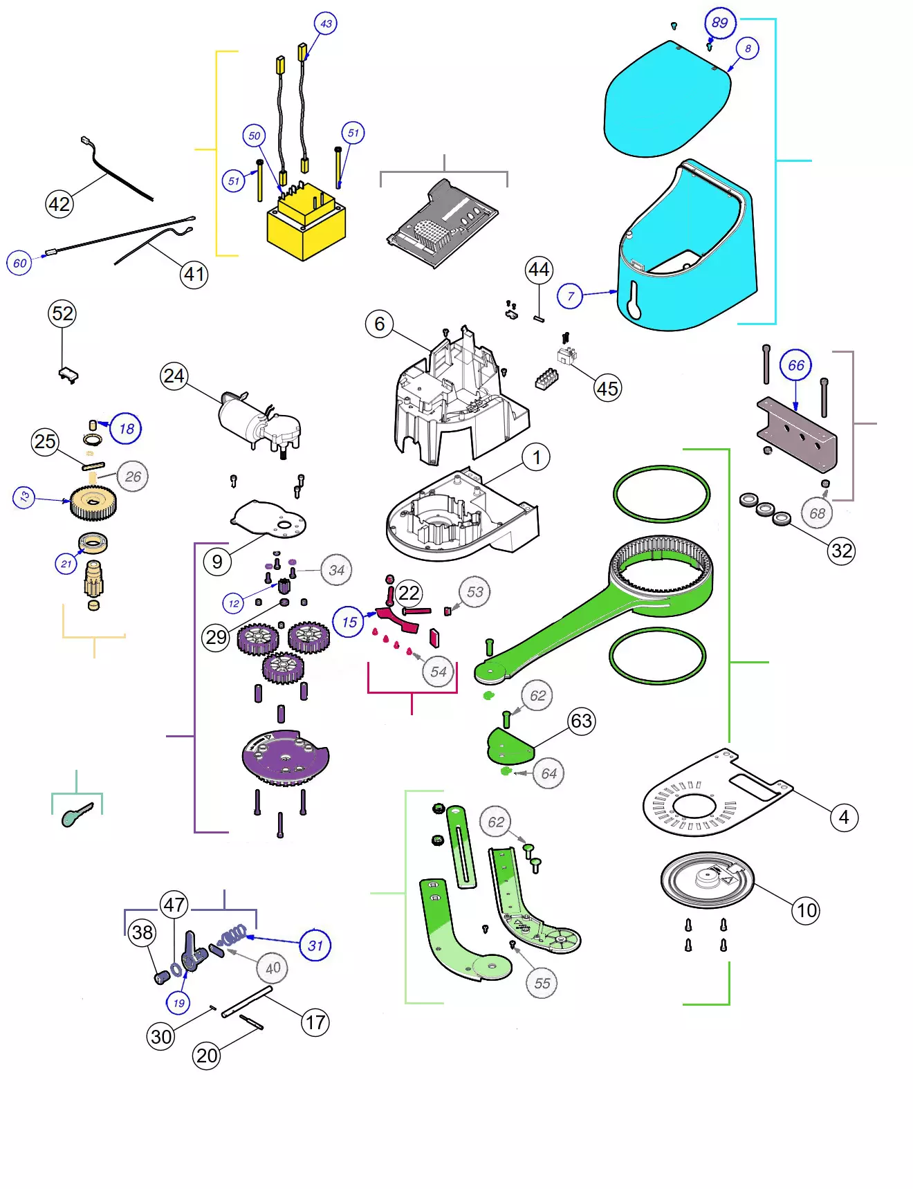 Szervizalkatrészek, vezetési séma Nice Nice Hyke 7024 R10