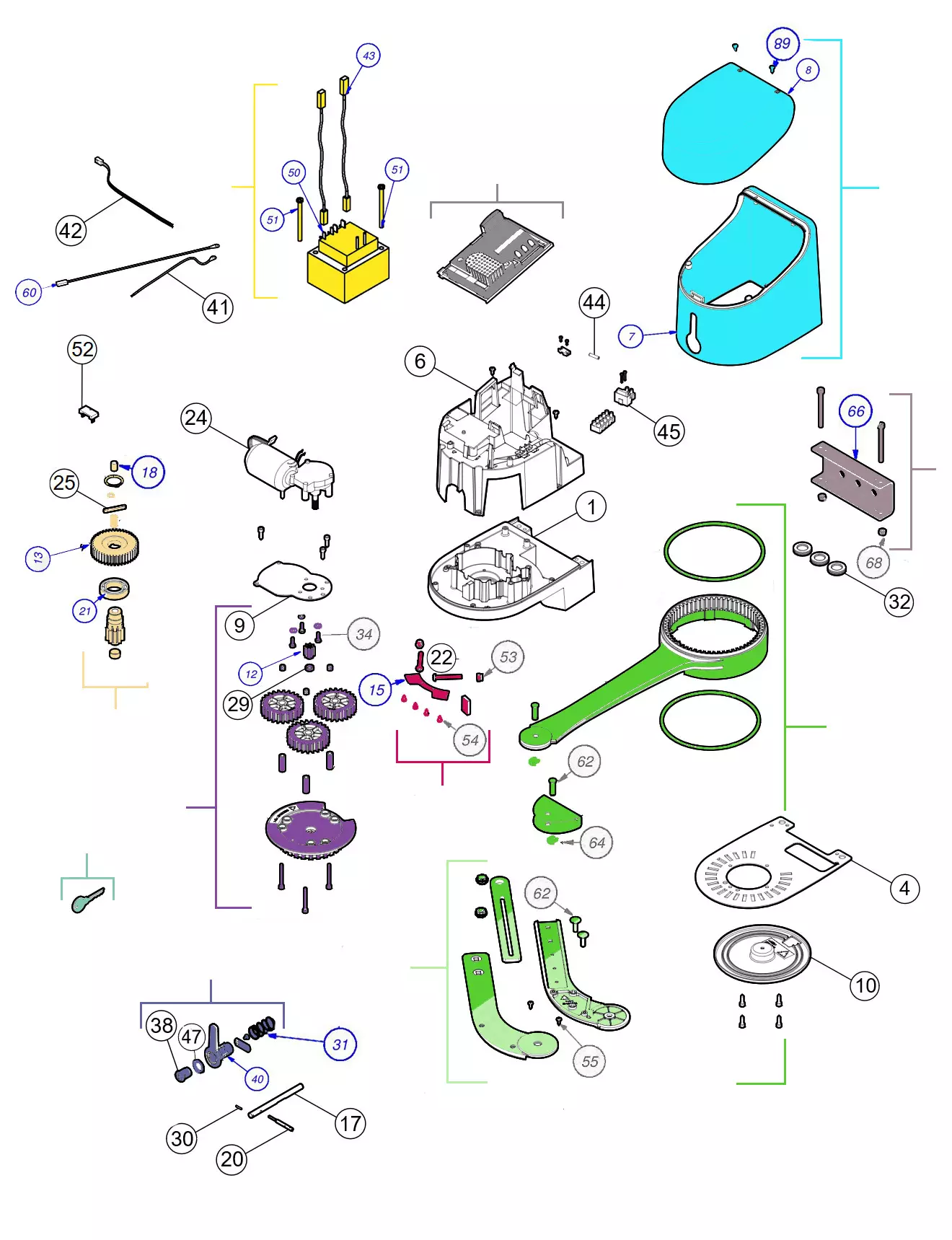 Szervizalkatrészek, vezetési séma Nice Nice Hyke 7024HS R10