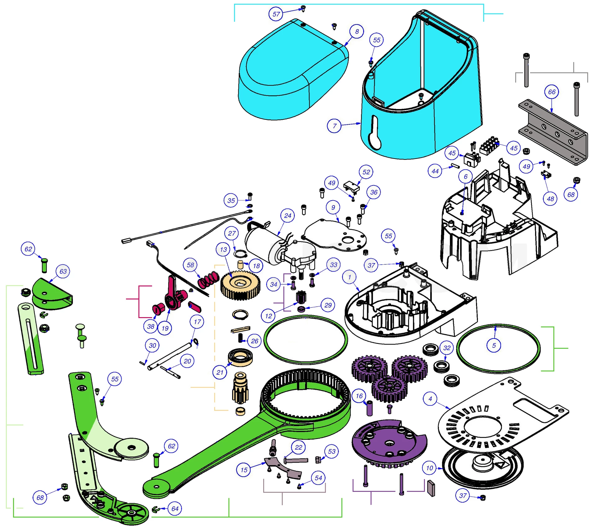 Szervizalkatrészek, vezetési séma Nice Nice Hyke 7224 (HK7224)