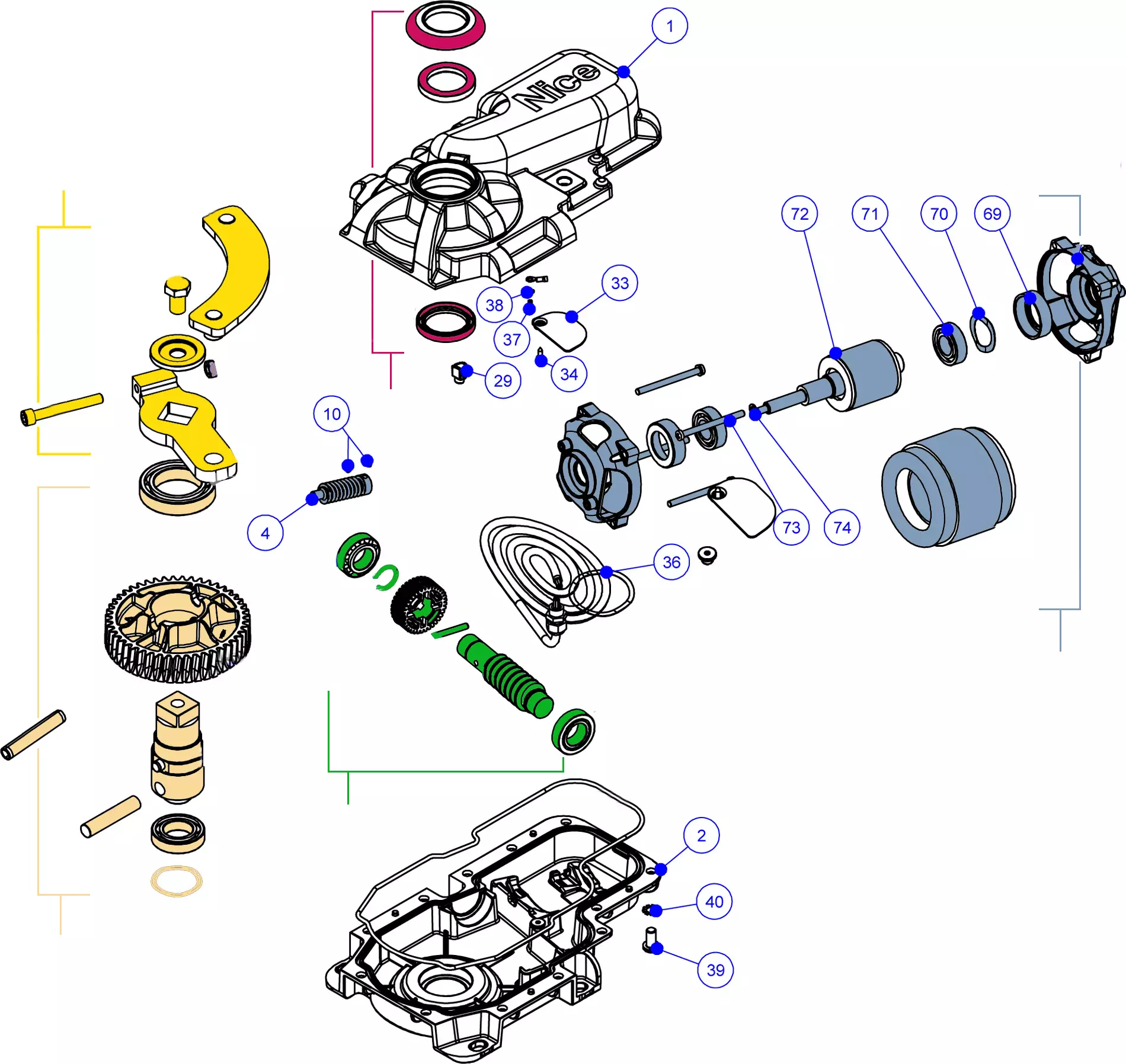 Szervizalkatrészek, vezetési séma Nice Nice L-Fab (BM4000)