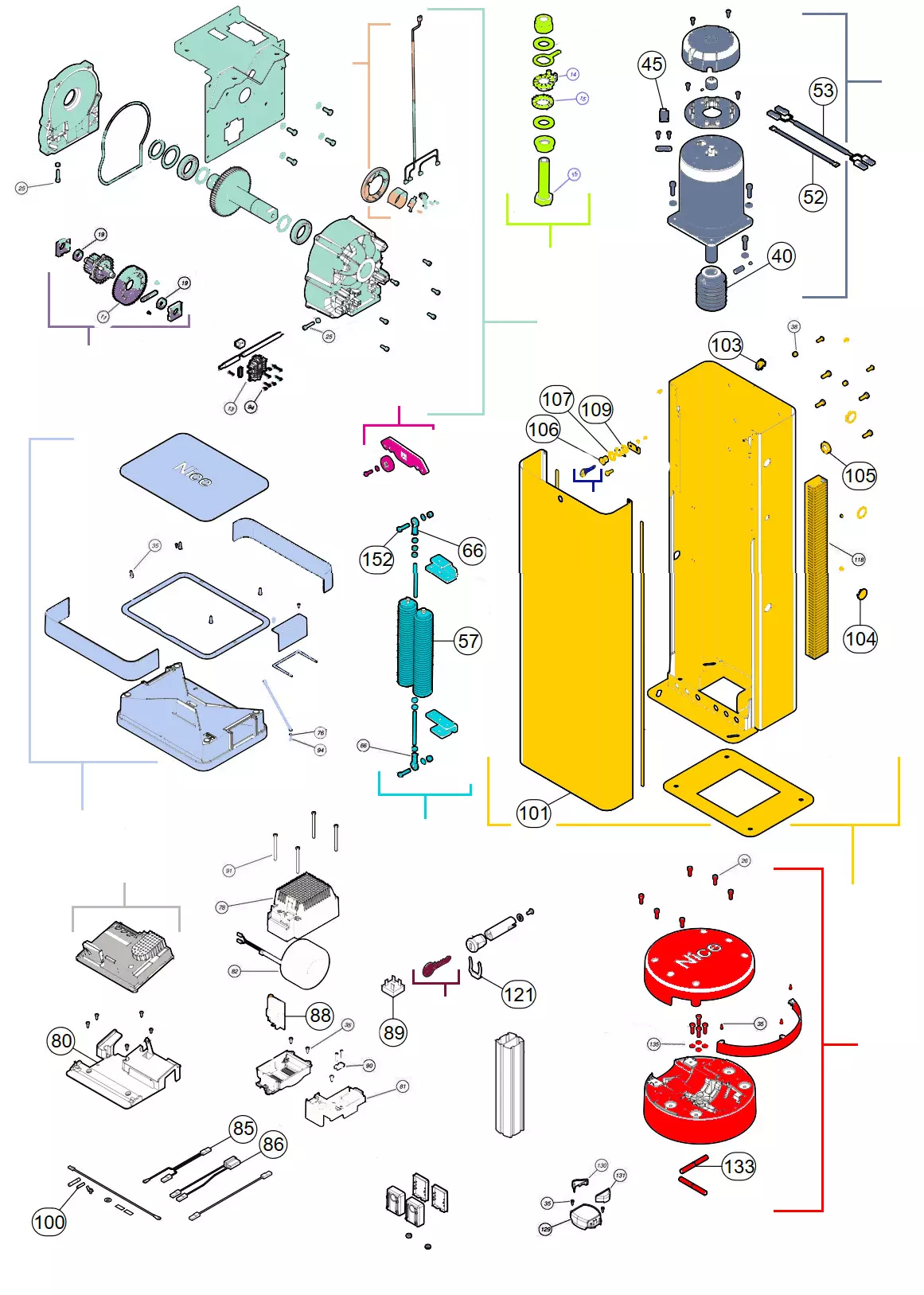 Szervizalkatrészek, vezetési séma Nice Nice LBar R10