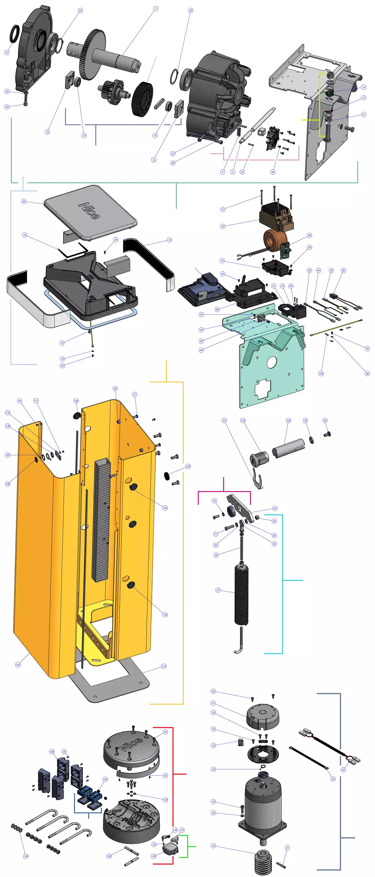 Szervizalkatrészek, vezetési séma Nice Nice M3Bar