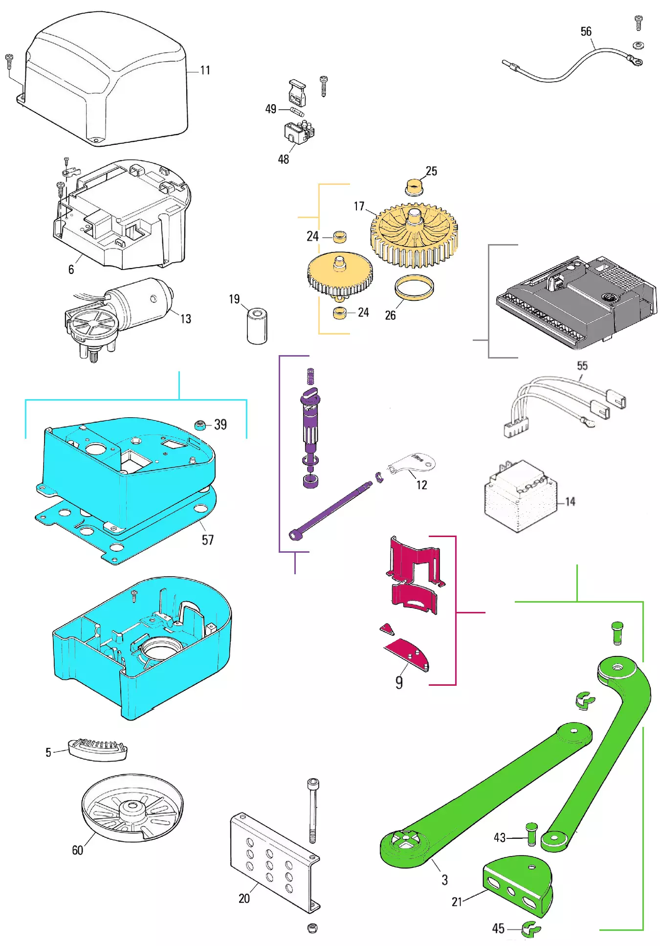 Szervizalkatrészek, vezetési séma Nice Nice Pop 7124 R10