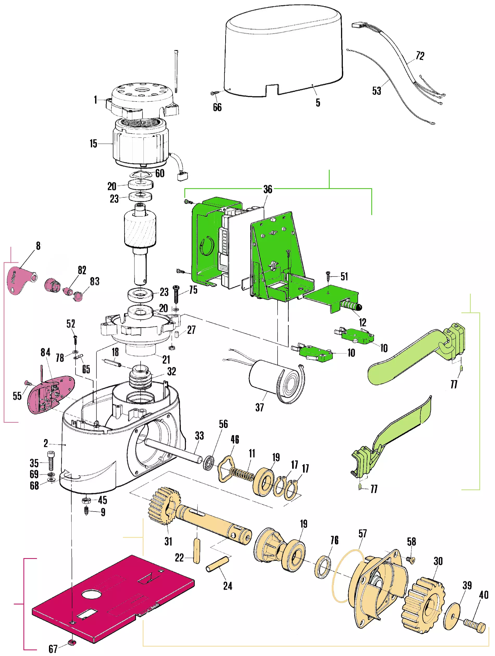 Szervizalkatrészek, vezetési séma Nice Nice Robo 500 (RO500KCE)