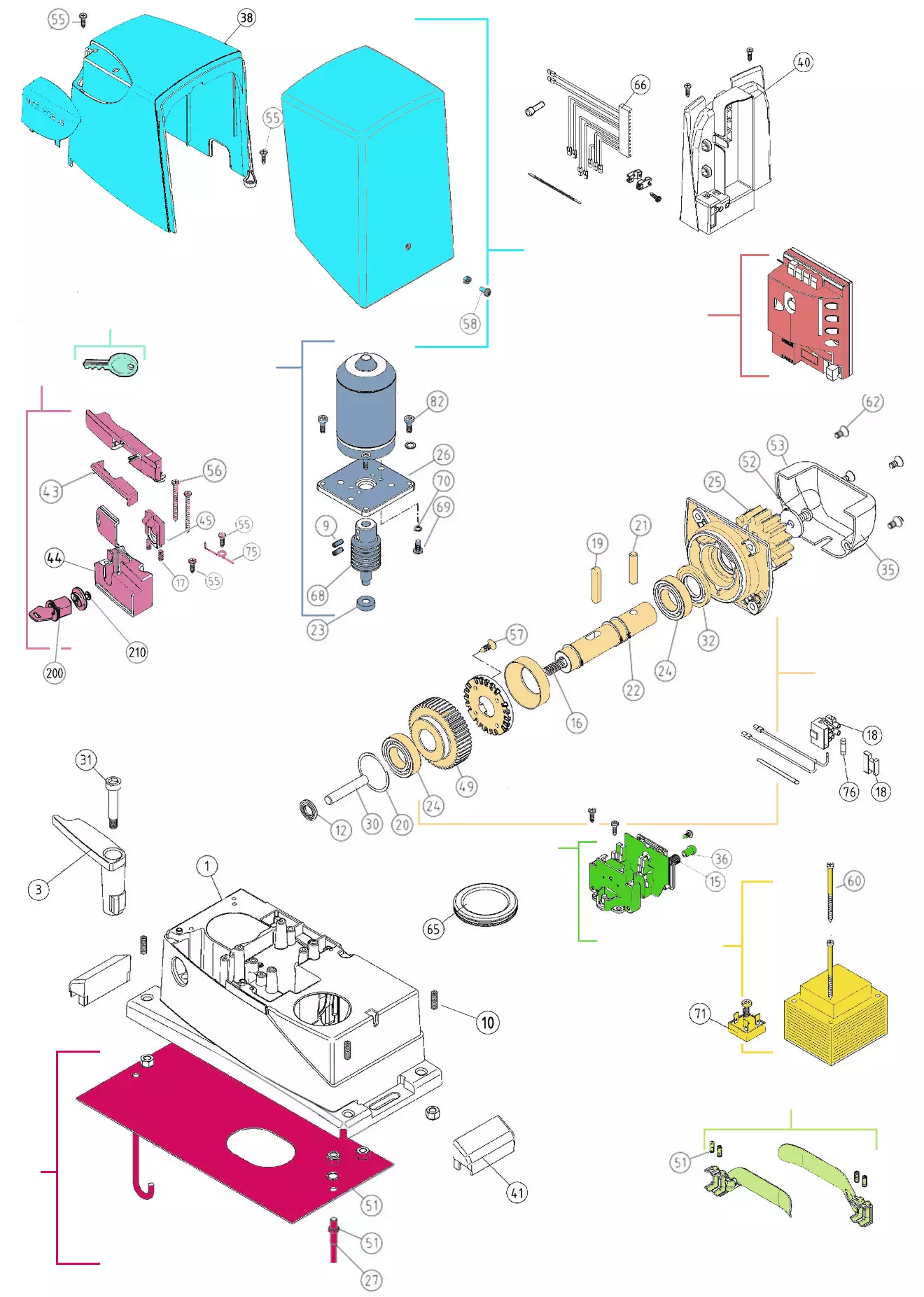 Szervizalkatrészek, vezetési séma Nice Nice Robus 250HS R10
