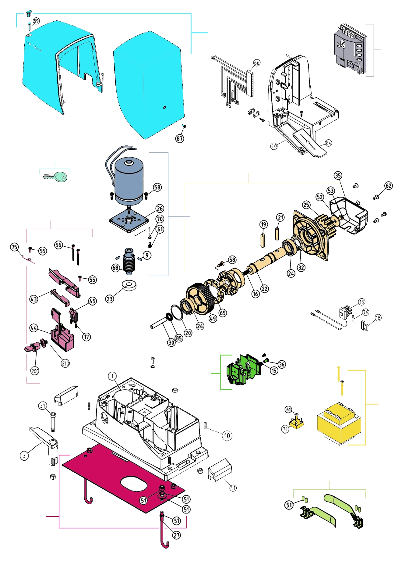 Szervizalkatrészek, vezetési séma Nice Nice Robus 500HS R10