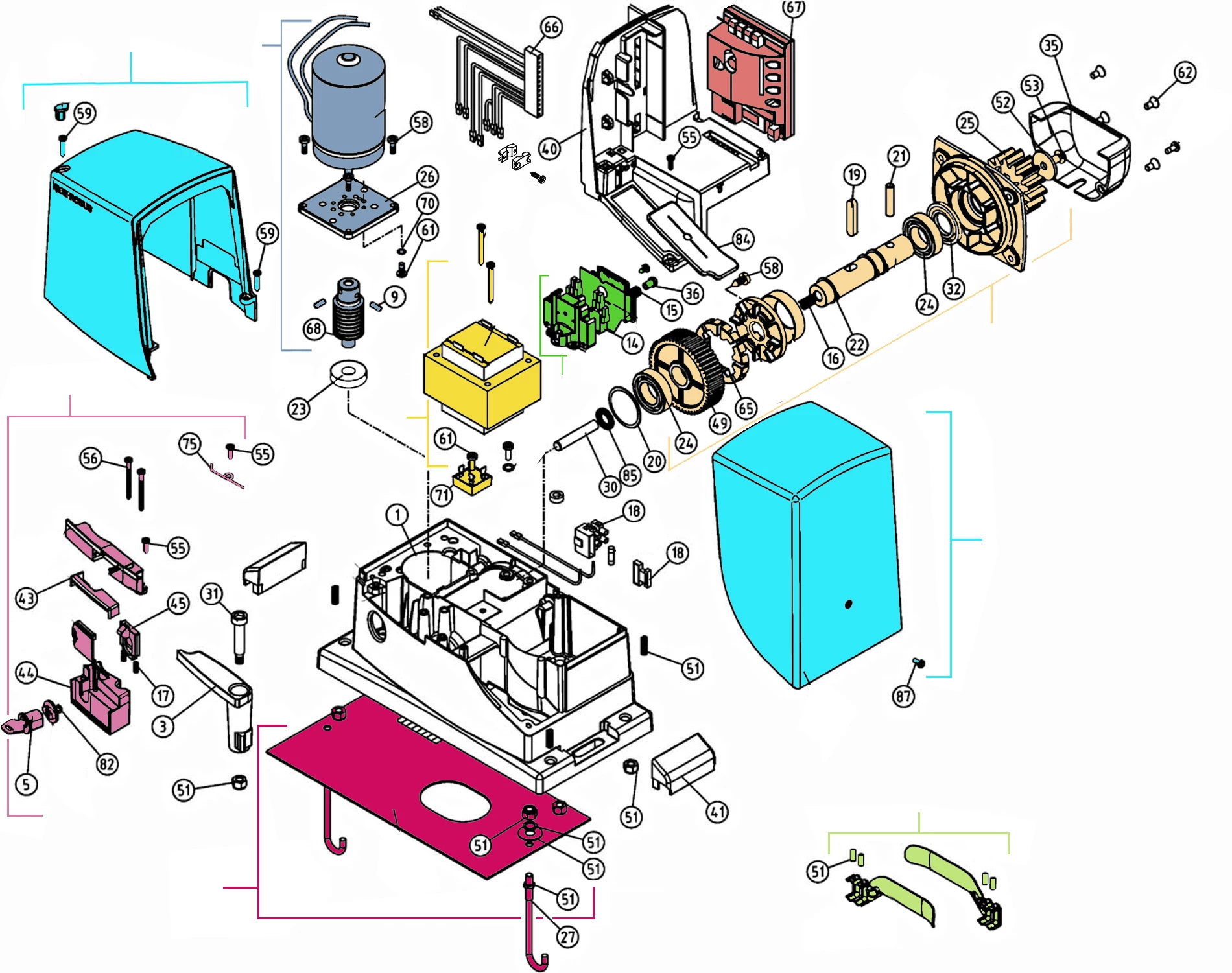 Szervizalkatrészek, vezetési séma Nice Nice Robus 500HS (RB500HS)