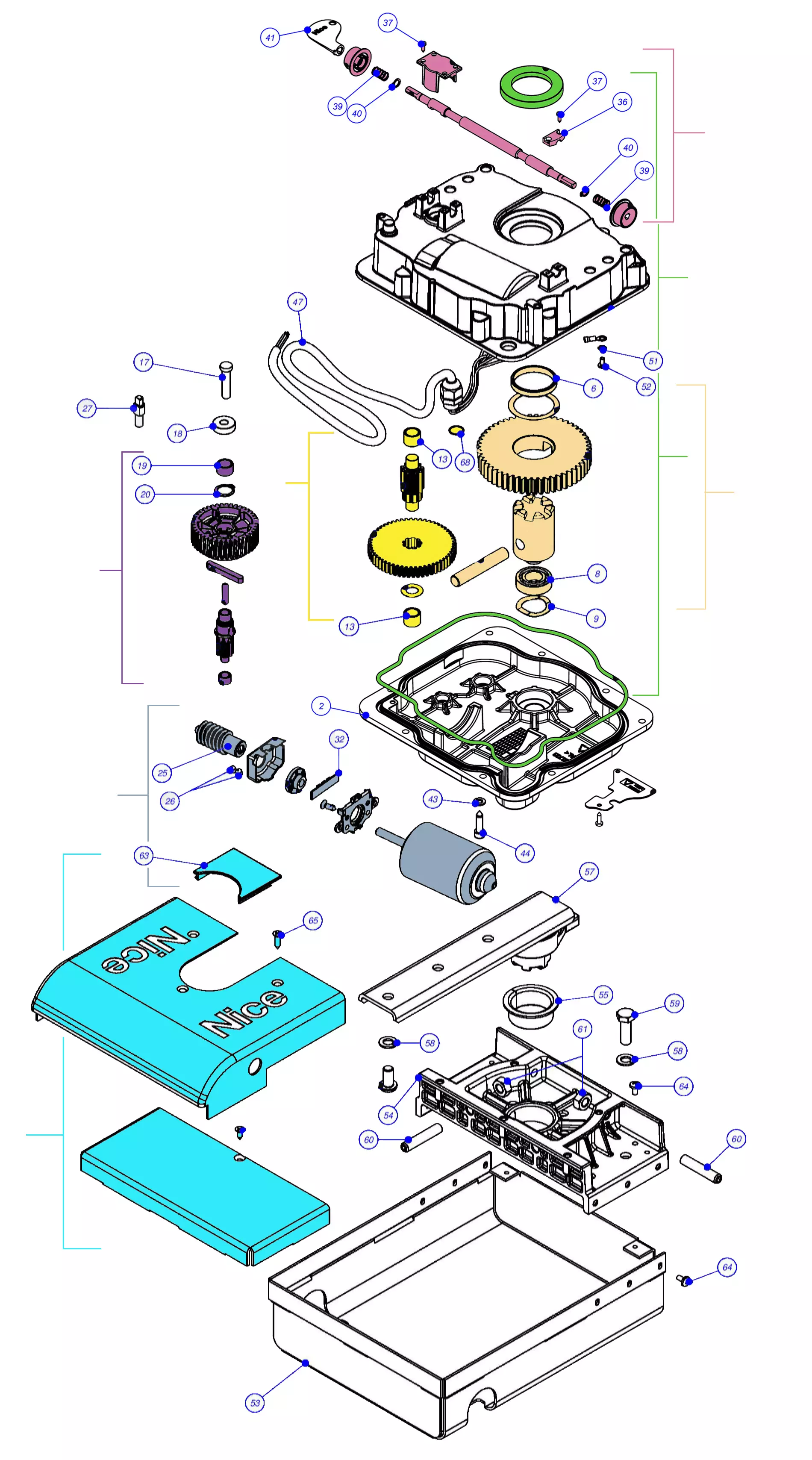 Szervizalkatrészek, vezetési séma Nice Nice S-Fab (XME2124)