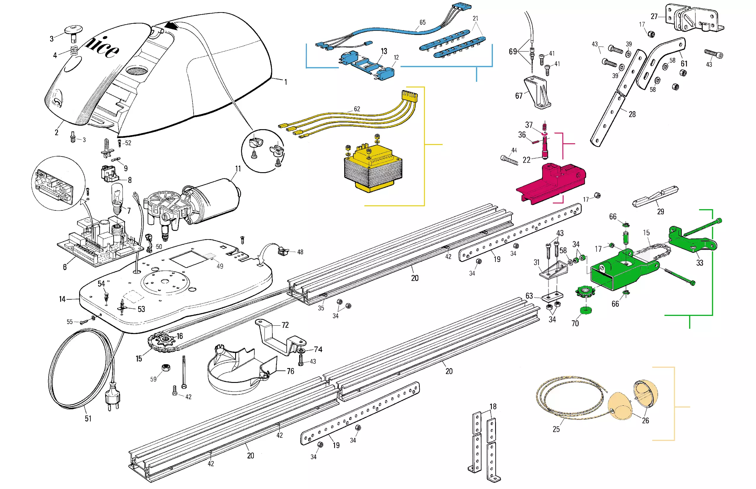 Szervizalkatrészek, vezetési séma Nice Nice Spider 6065 (SP6065)