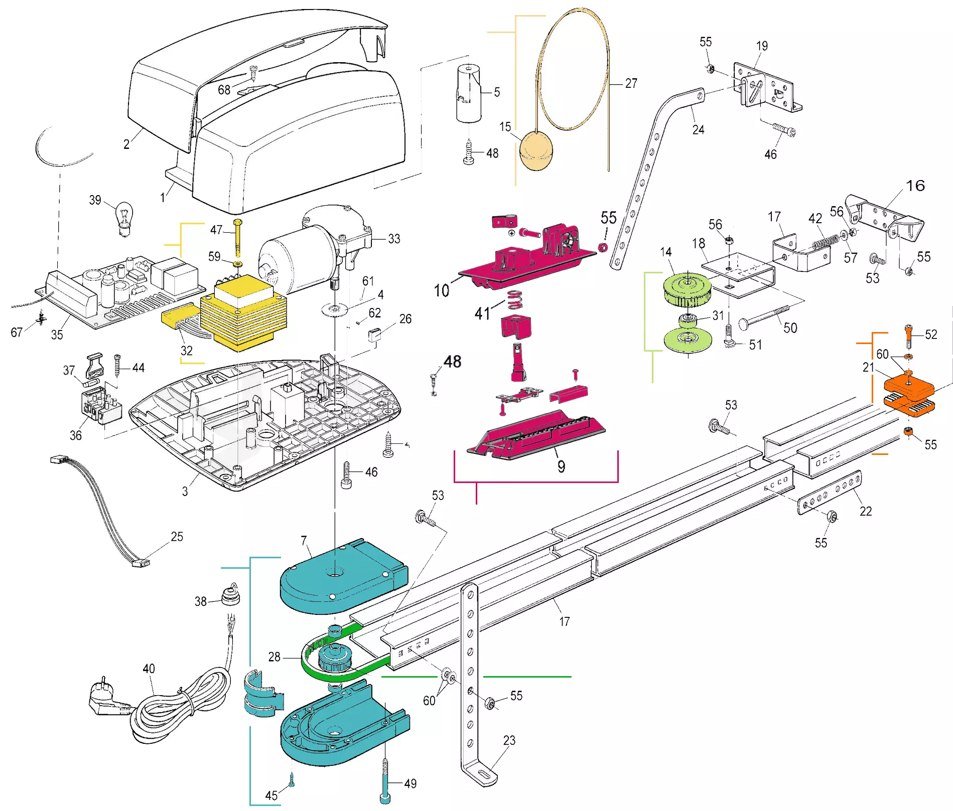 Szervizalkatrészek, vezetési séma Nice Nice Spin 10 (SPIN10KCE)