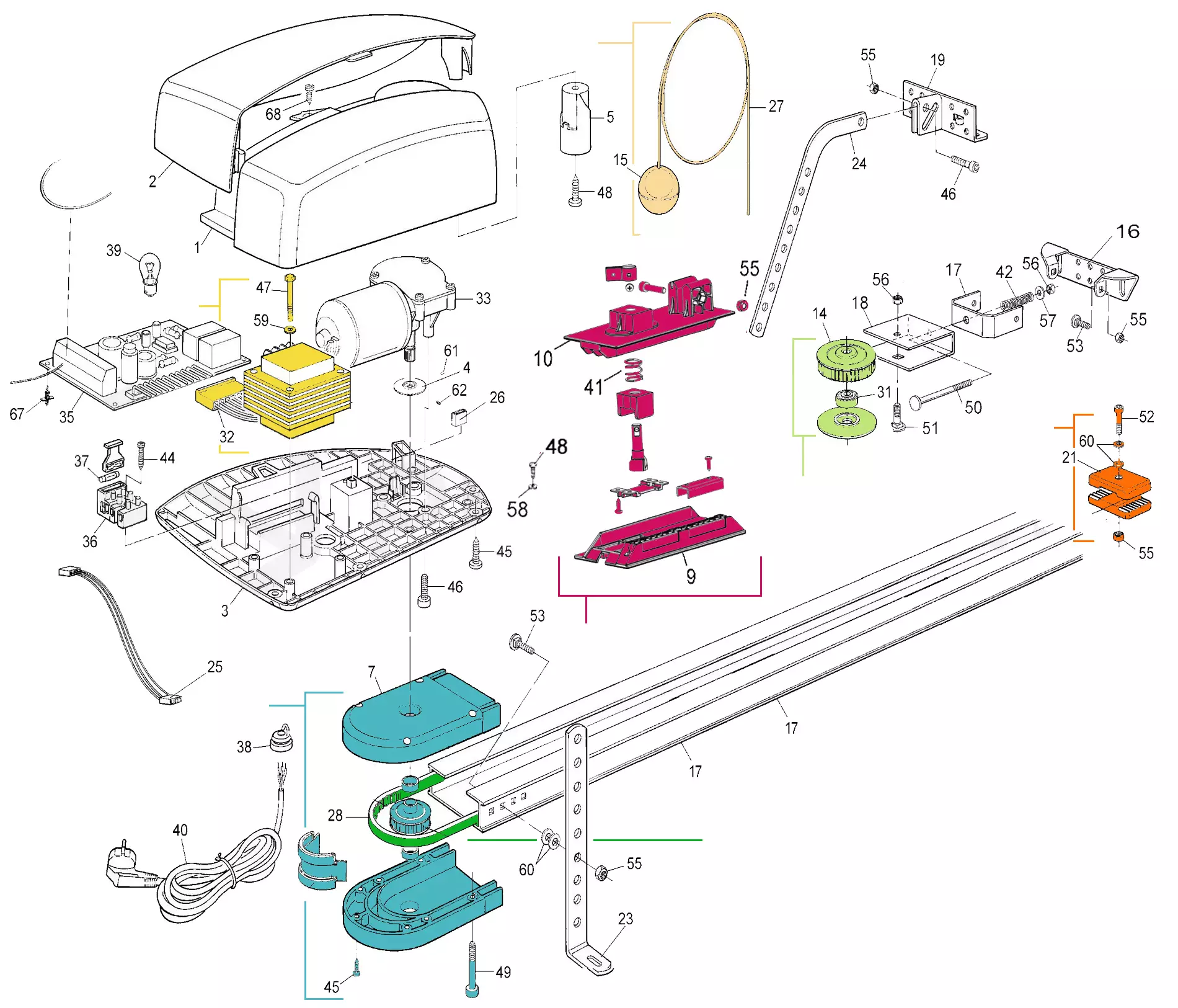 Szervizalkatrészek, vezetési séma Nice Nice Spin 11 (SPIN11KCE)