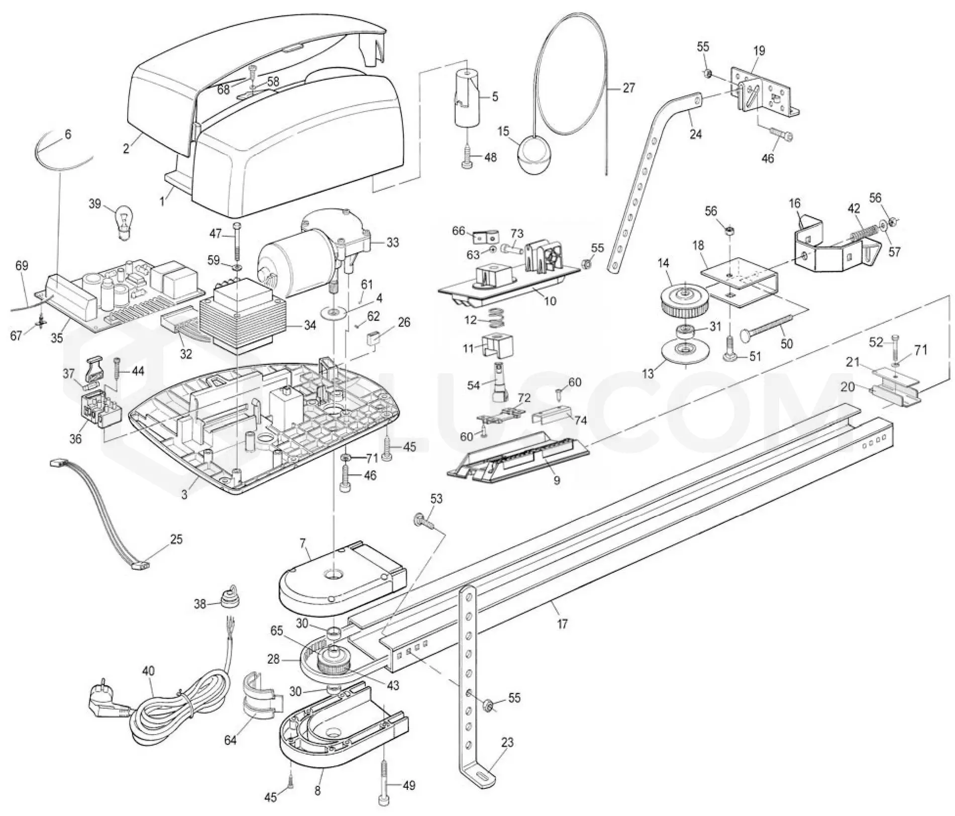 Szervizalkatrészek, vezetési séma Nice Nice Spin 11A (SPIN11KCEa)