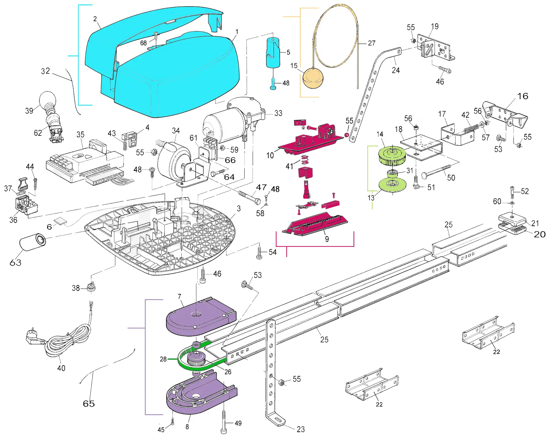 Szervizalkatrészek, vezetési séma Nice Nice Spin 30 (SPIN 30)