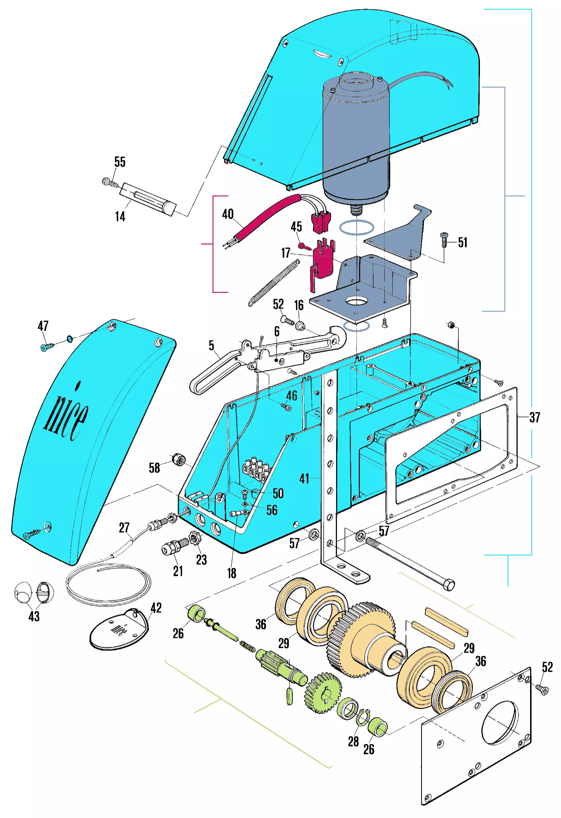Szervizalkatrészek, vezetési séma Nice Nice Sumo 2000VV (SU2000VV)