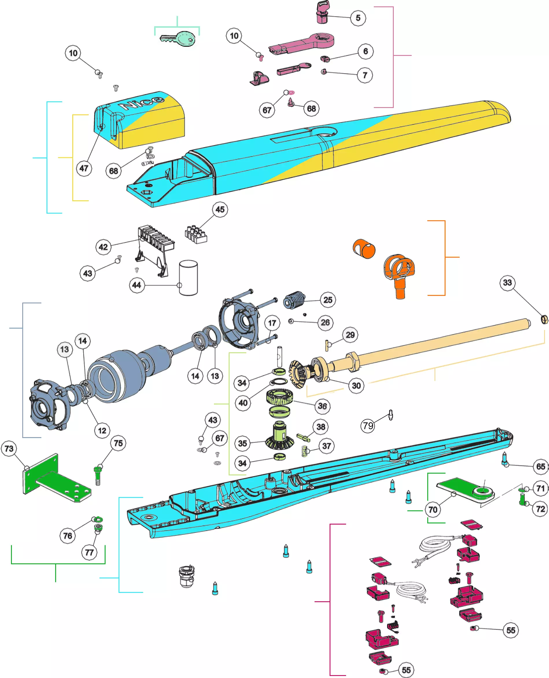 Szervizalkatrészek, vezetési séma Nice Nice Toona 4005/4006 (TO4005, TO4006)