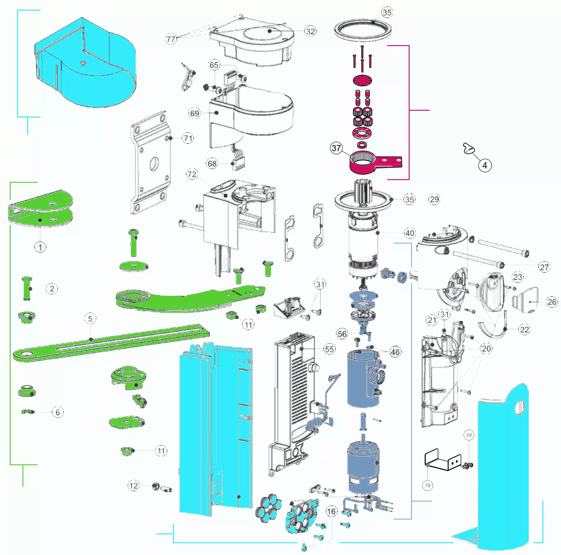 Szervizalkatrészek, vezetési séma Nice Nice Walky