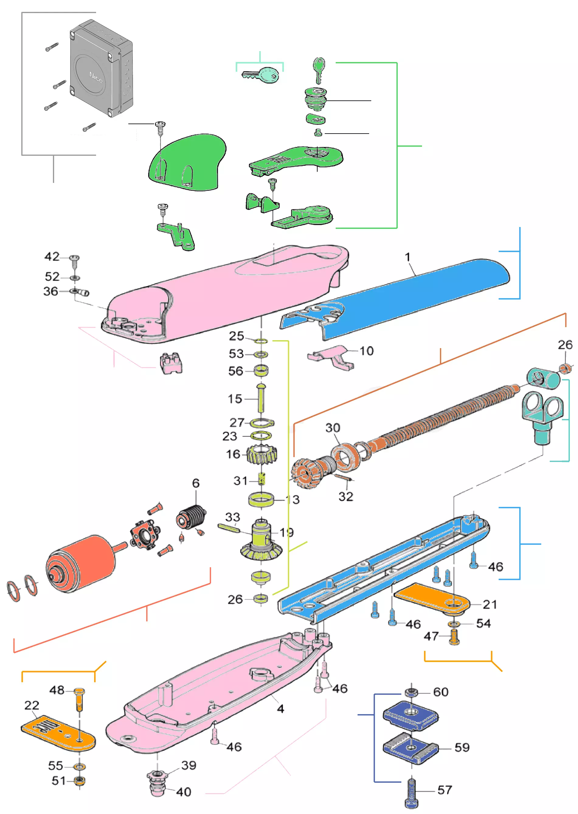 Szervizalkatrészek, vezetési séma Nice Nice Wingo 2024 (WINGO4024KCE)
