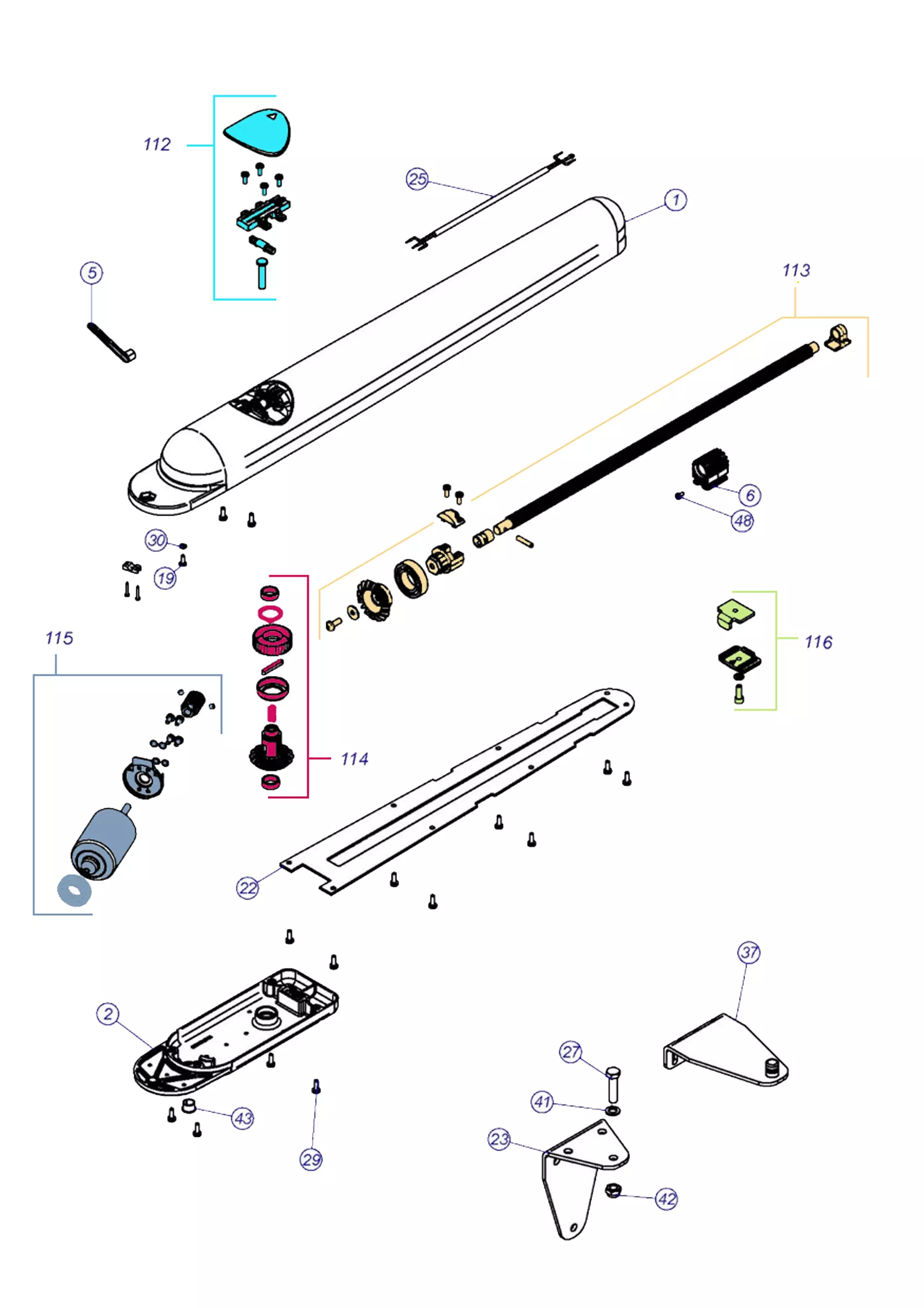 Szervizalkatrészek, vezetési séma NiceHome NiceHome Aria 200 / 400